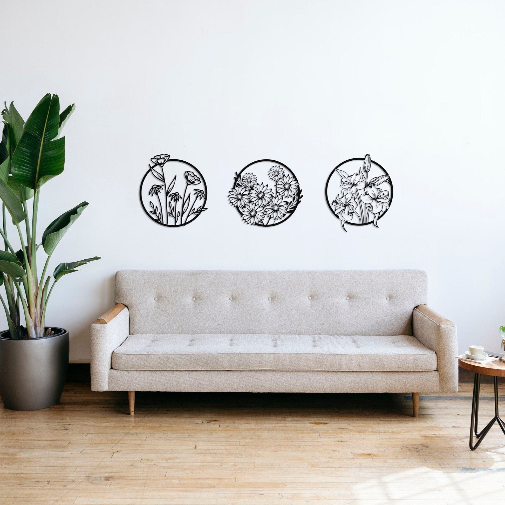 Flowers Gold Wall Art Set - BlackIvyCrafts