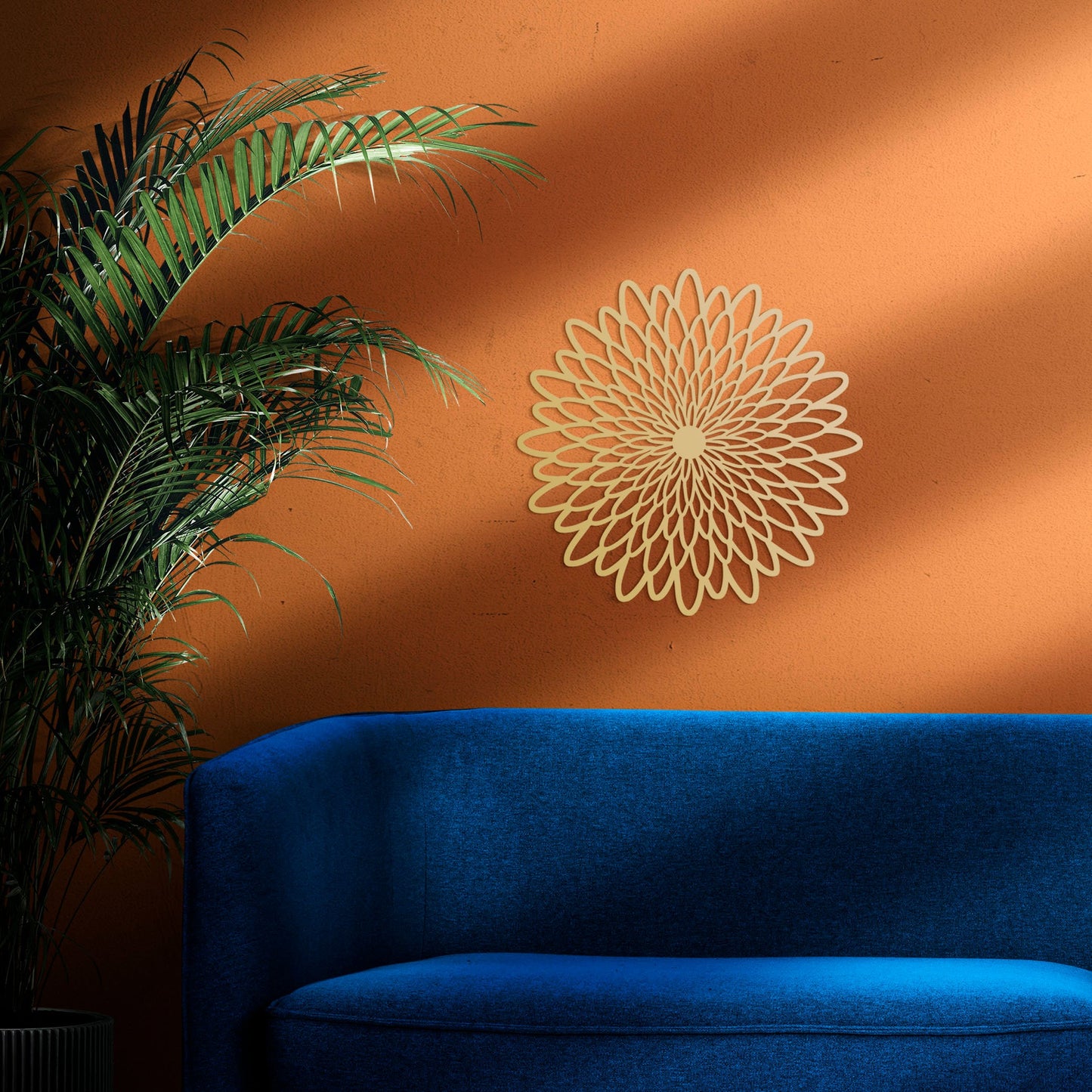 Gold Wall Decor, Flower Metal Wall Art, Large Wall Art, Daisy Wall Art, Mandala Decor, Bed-Top Decor, Modern Living Room Decor - BlackIvyCraft