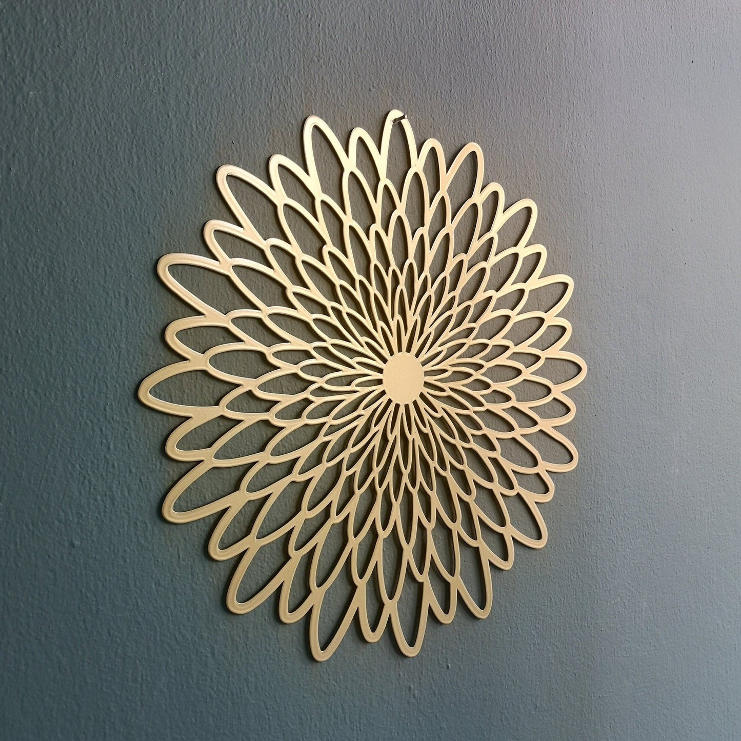 Gold Wall Decor, Flower Metal Wall Art, Large Wall Art, Daisy Wall Art, Mandala Decor, Bed-Top Decor, Modern Living Room Decor - BlackIvyCraft