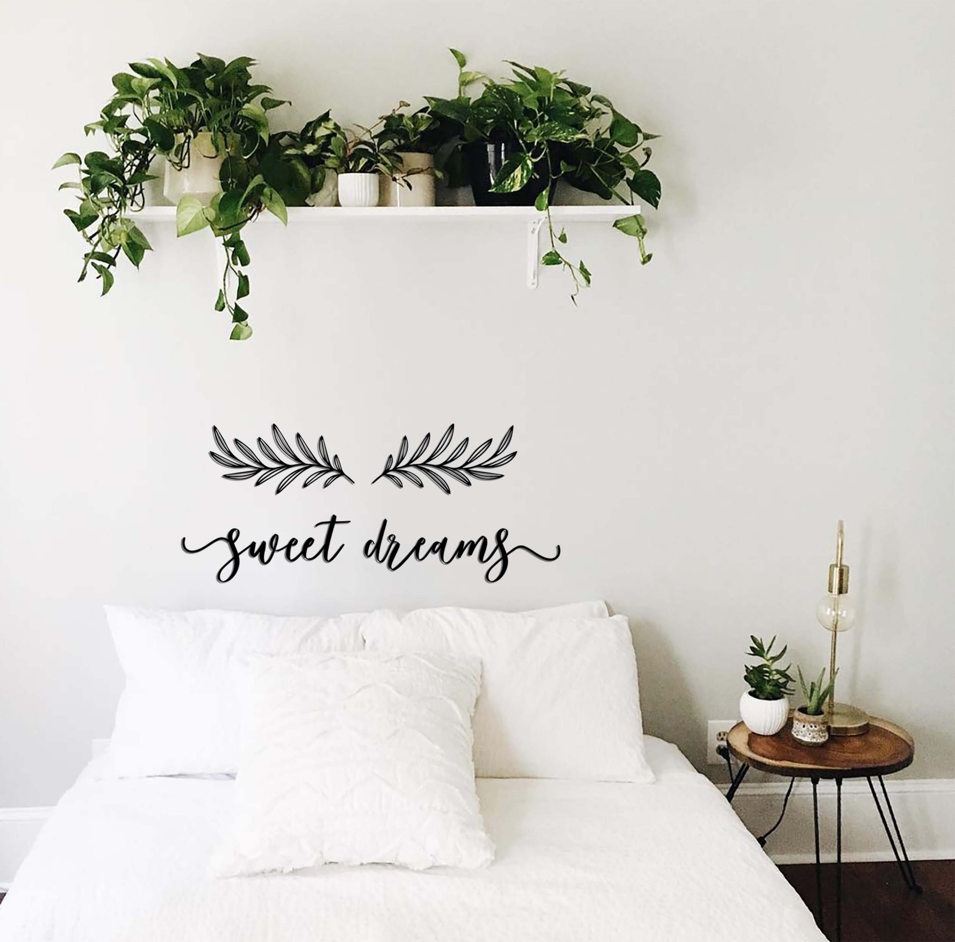 Sweet Dreams, Gold Metal Sign, Gold Metal Words, Gold Bedroom Art, Above Bed Decor, Minimal Wall Art, Gift for Her, Newlywed Gift