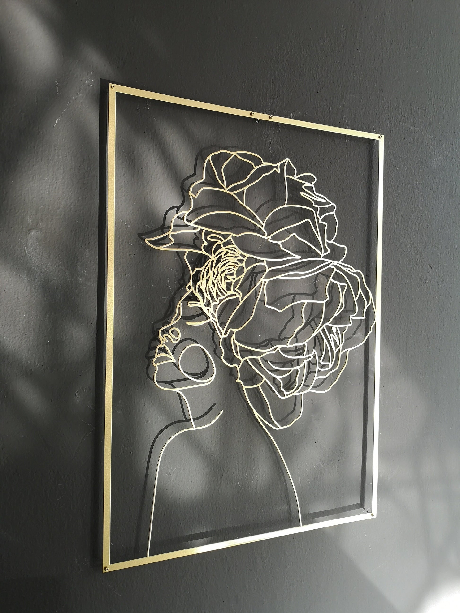 Rose Woman Metal Wall Art - BlackIvyCraft