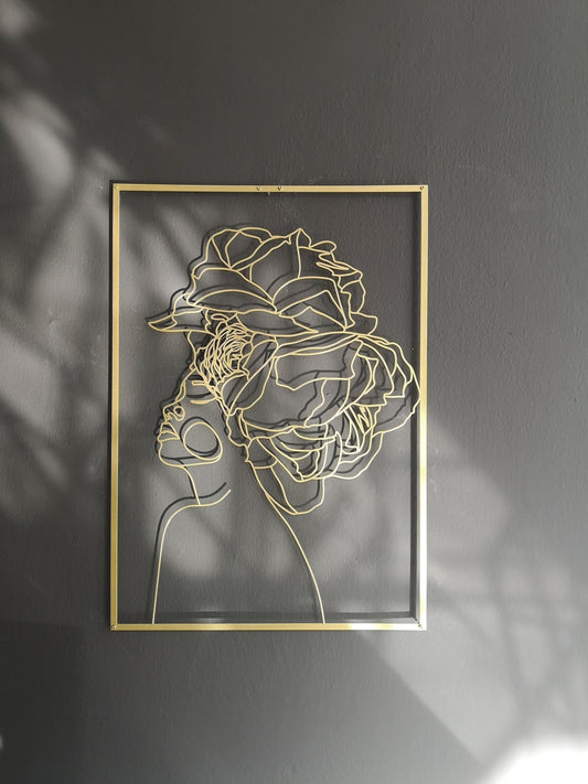 Rose Woman Metal Wall Art - BlackIvyCraft