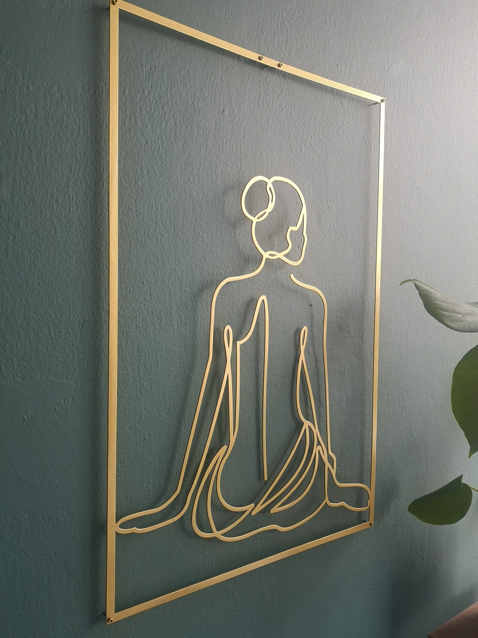 Gold Wall Decor Set, Modern Woman Art, Large Wall Decor, Hands on Face, Woman Back, Minimal Living Room Decor, Unique Wall Decor - BlackIvyCraft