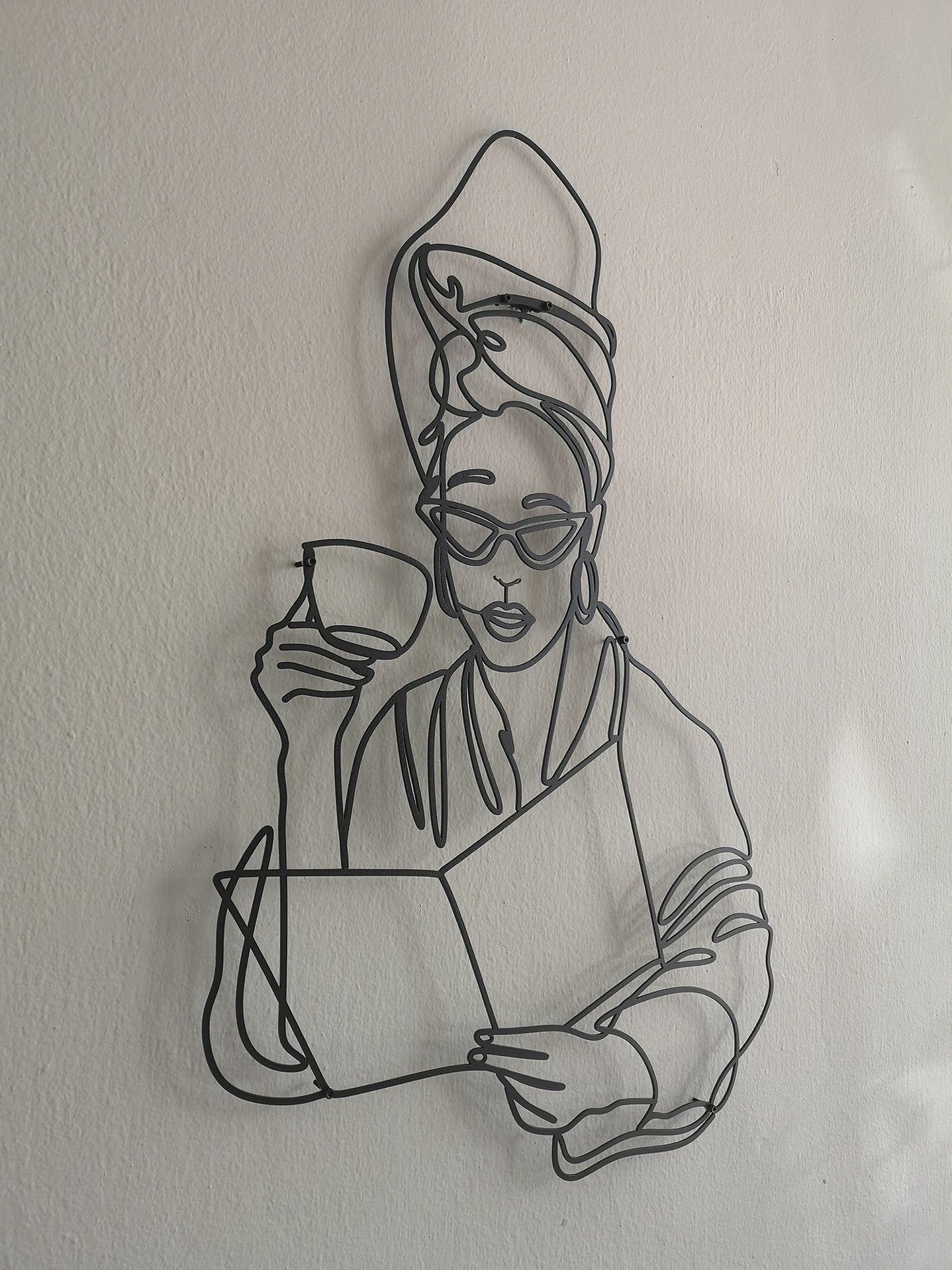 Bathroom Metal Wall Decor, Living Single Art, Minimal Woman Decor, Modern Living Room Decor, Line Art Woman, Gift For Her