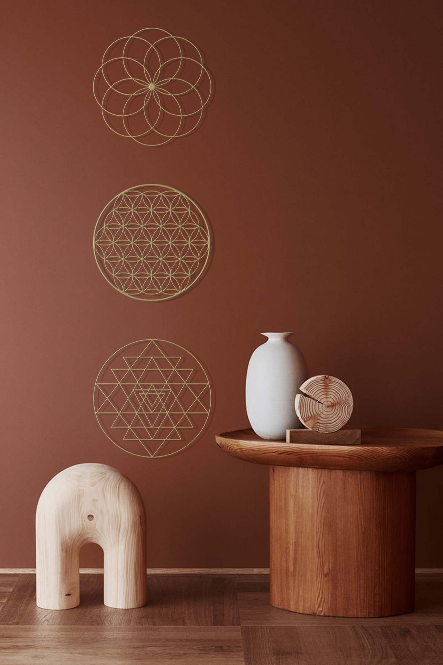 Sacred Geometry Gold Wall Art Set -W262