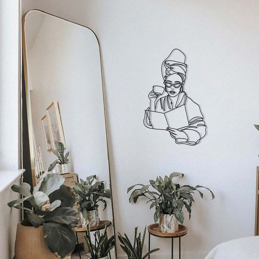 Bathroom Metal Wall Decor, Living Single Art, Minimal Woman Decor, Modern Living Room Decor, Line Art Woman, Gift For Her
