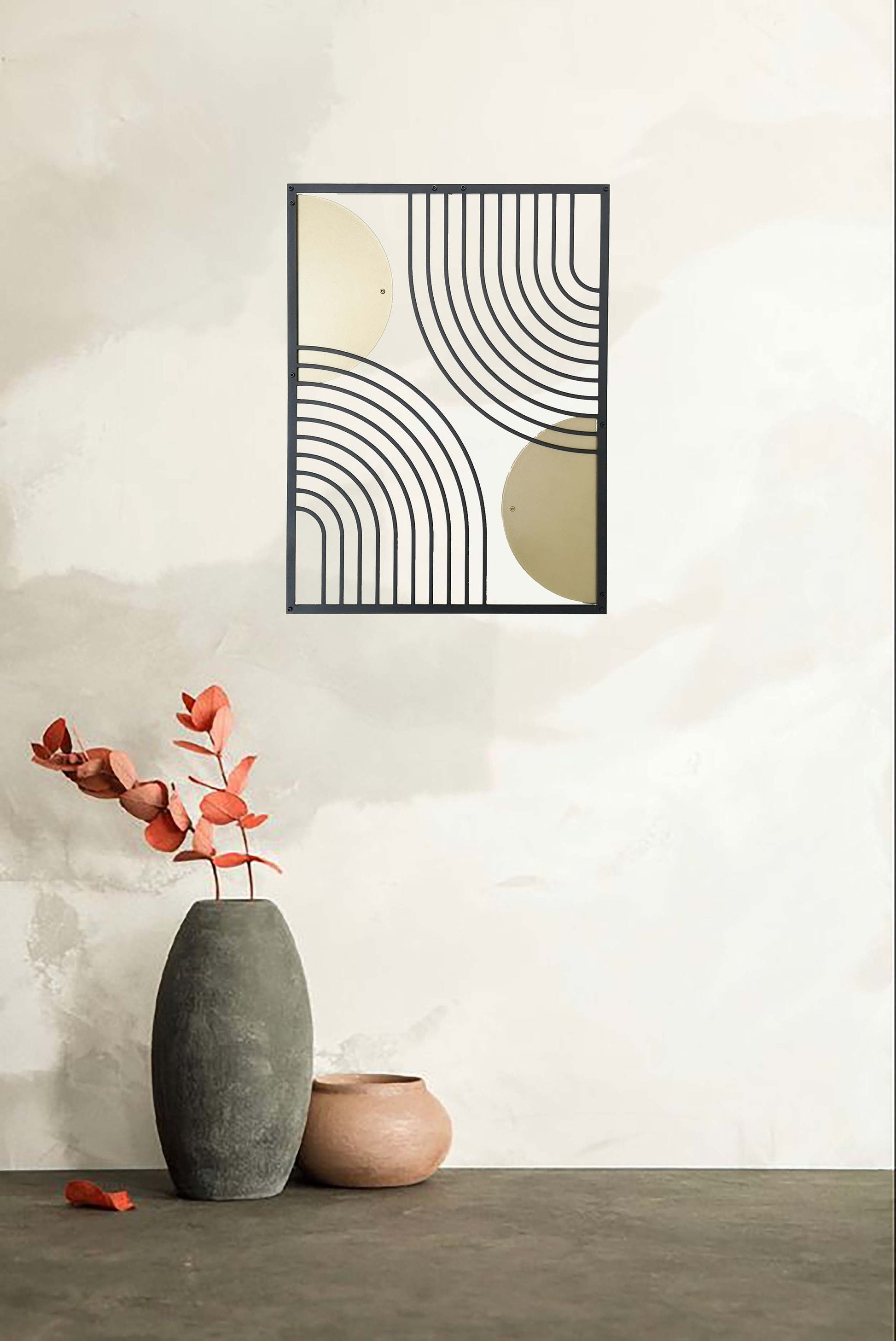 Mid-Century Modern Art, Metal Wall Art, Gold and Black Wall Decor, Modern Living Room Decor, Abstract Wall Art, Minimalist Wall Art