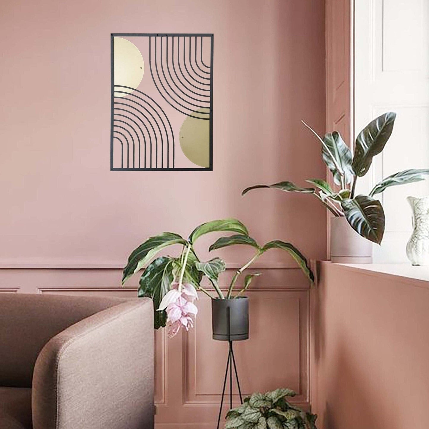 Mid-Century Modern Art, Metal Wall Art, Gold and Black Wall Decor, Modern Living Room Decor, Abstract Wall Art, Minimalist Wall Art