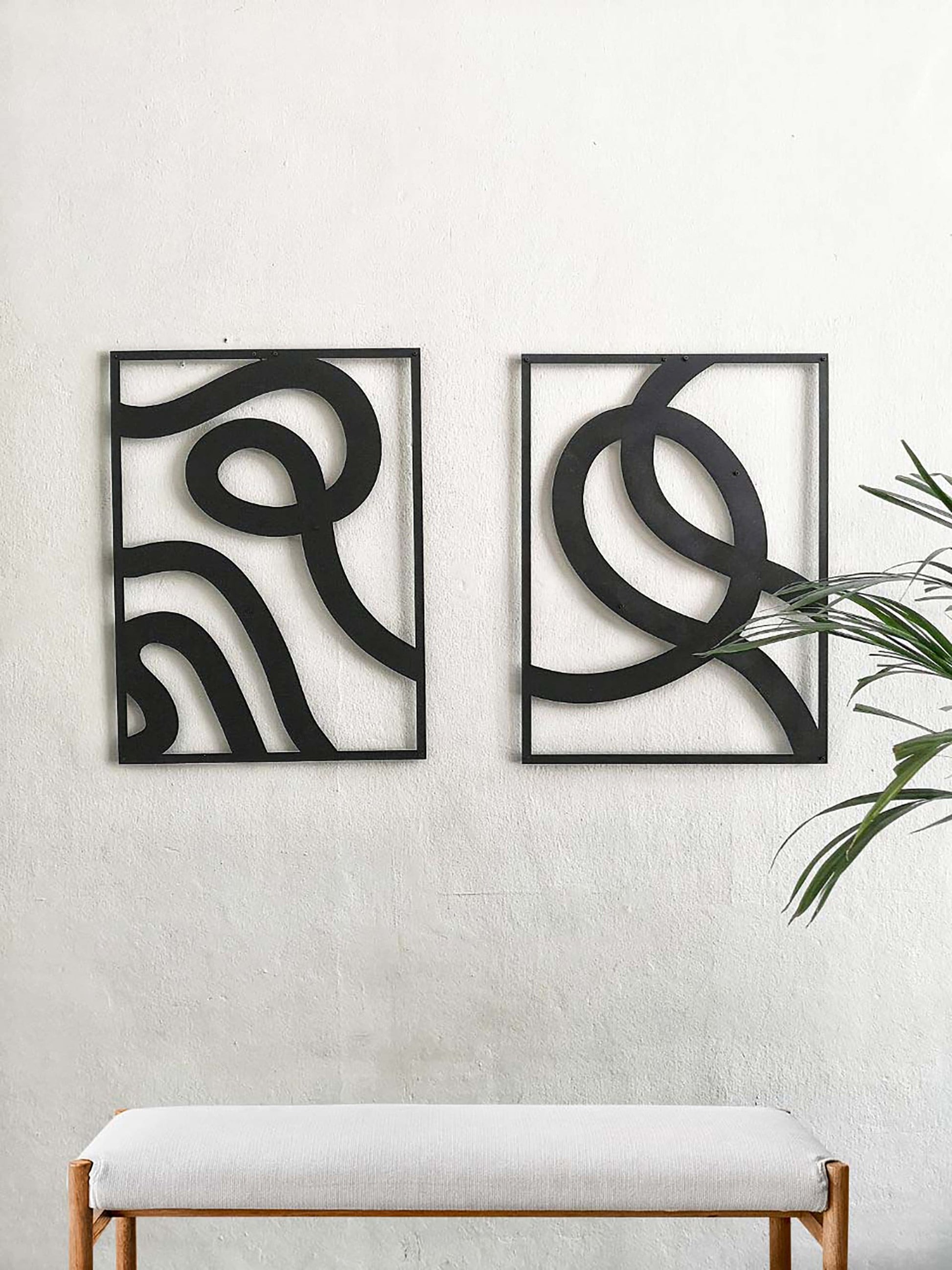 Abstract Metal Wall Art, Wall Decor Set, Living Room Wall Decor, Modern Large Art, Unique Wall Decor, Mid-Century Modern, Office Deco