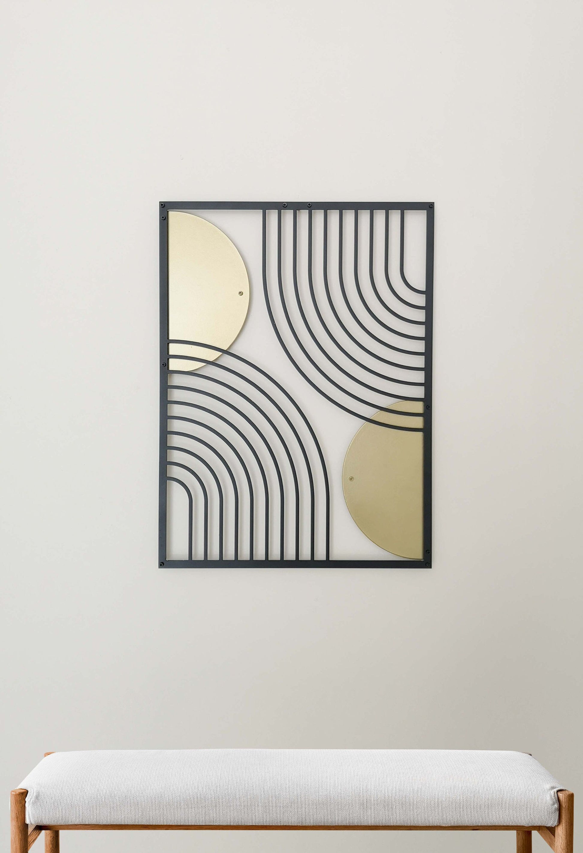 Geometric Rainbow Modern Art, Metal Wall Art Set, Mid-Century Decor, Modern Living Room Decor, Abstract Wall Art, Minimalist Wall Art