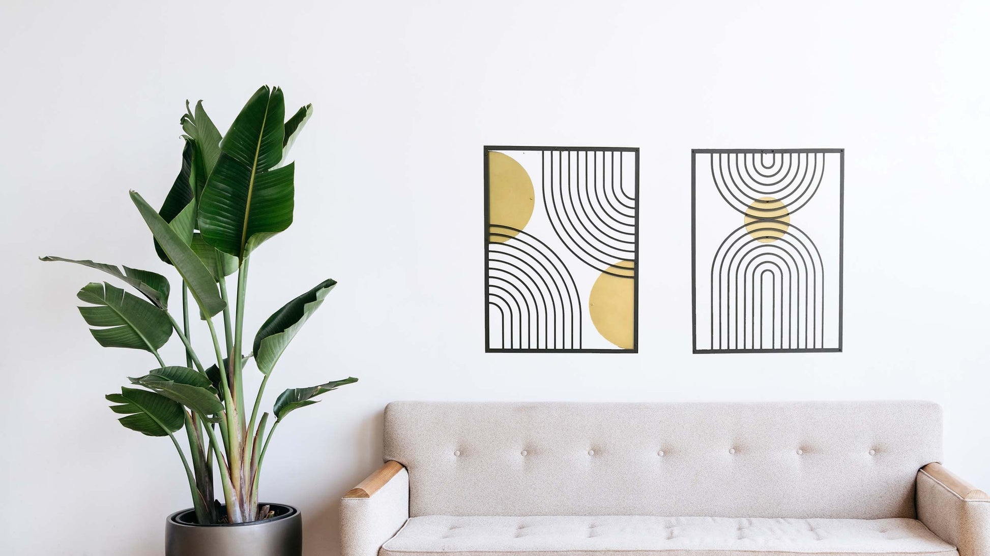 Geometric Rainbow Modern Art, Metal Wall Art Set, Mid-Century Decor, Modern Living Room Decor, Abstract Wall Art, Minimalist Wall Art