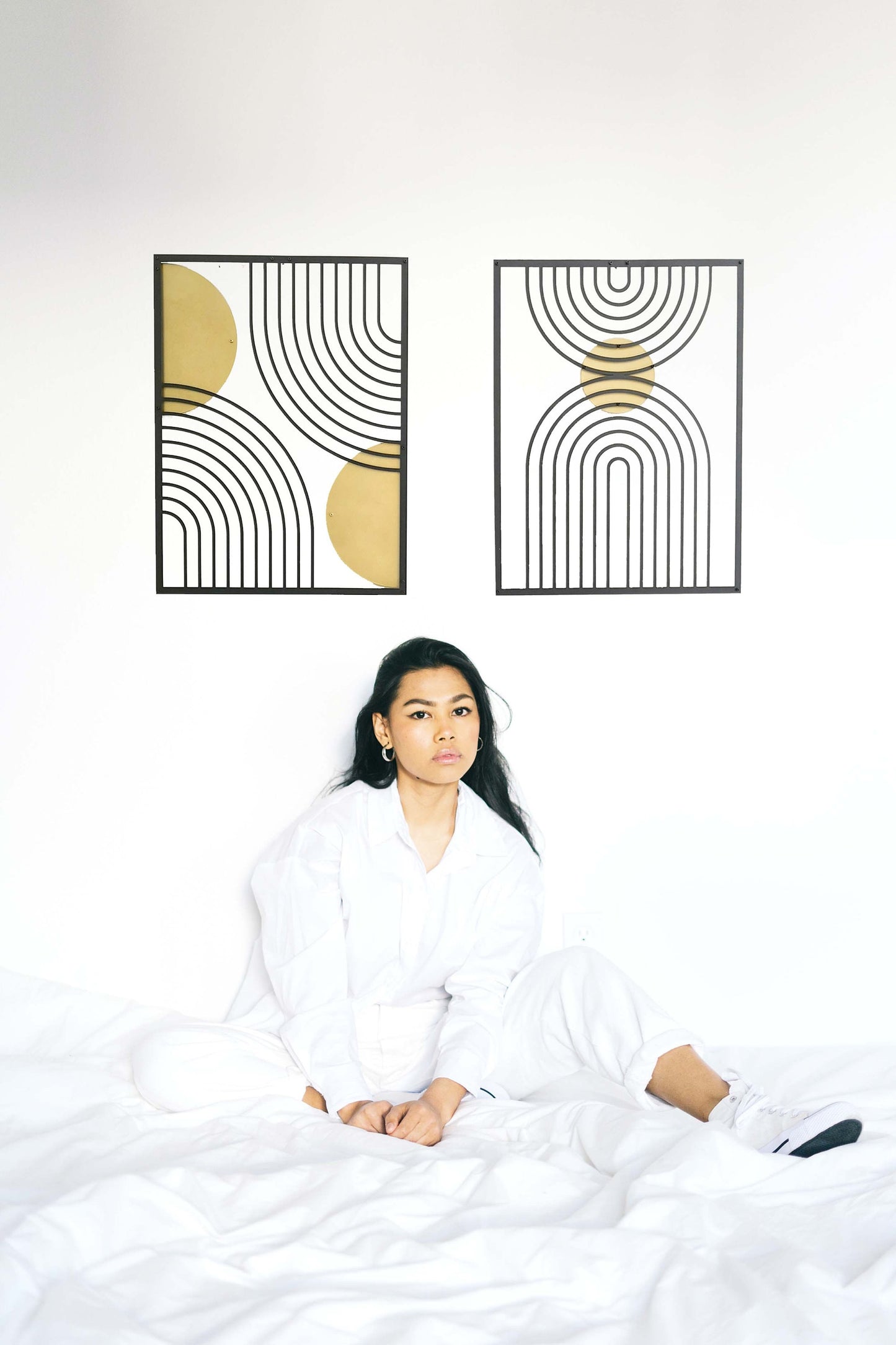 Geometric Rainbow Modern Art, Metal Wall Art Set, Mid-Century Decor, Modern Living Room Decor, Abstract Wall Art, Minimalist Wall Art