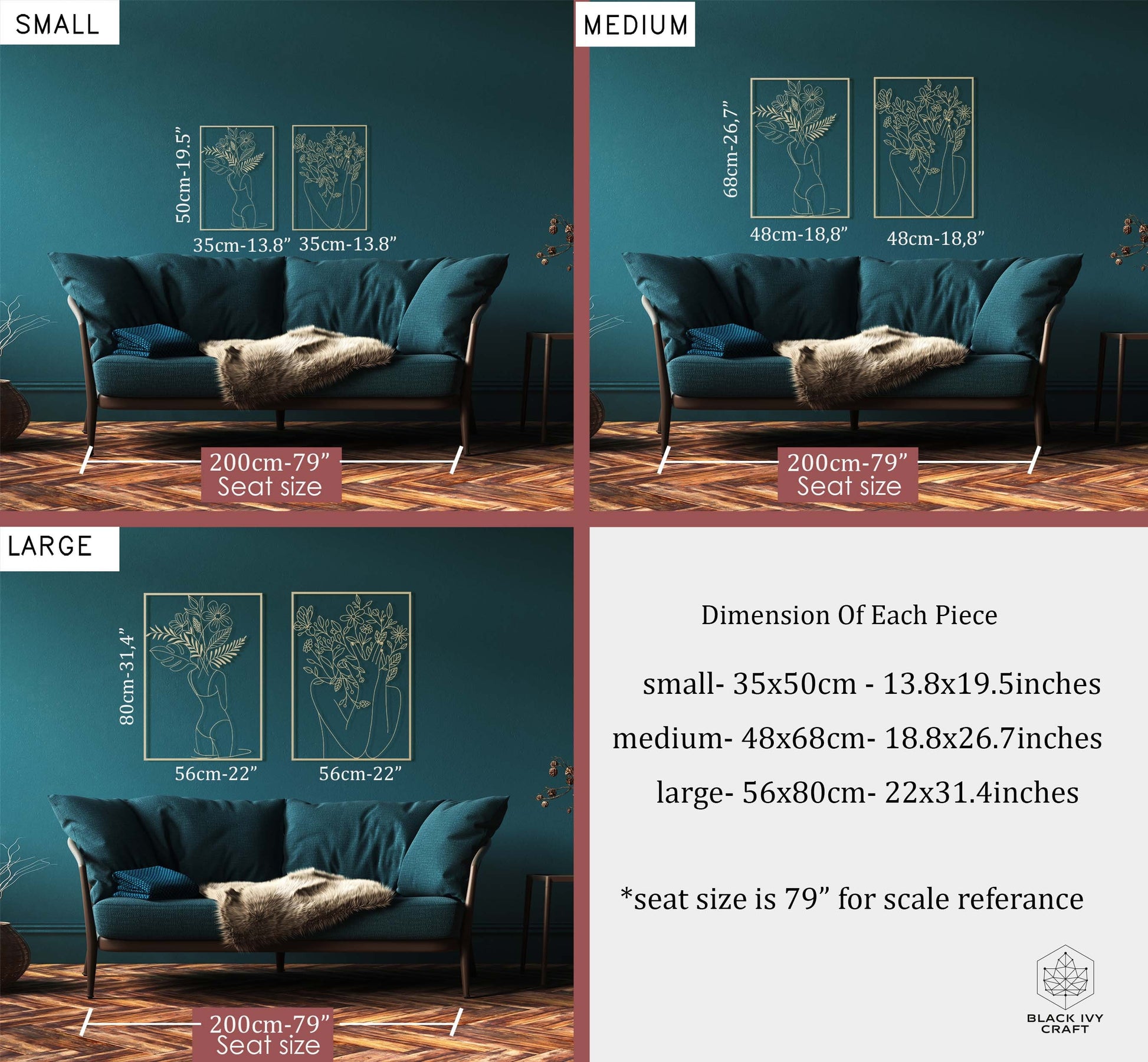 Gold Female Metal Wall Art Set - BlackIvyCraft
