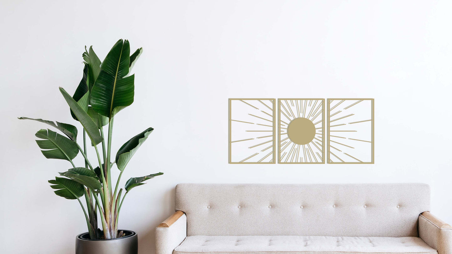 SUN framed wall art, Above Bed Wall Decor, Mid Century Wall Art