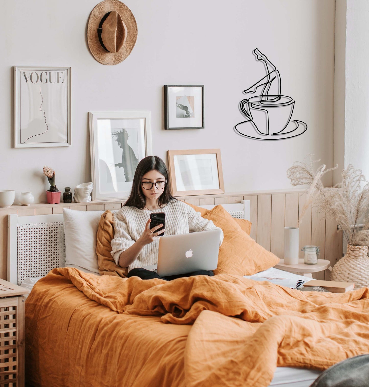 Woman Legs Metal Wall Decor, Coffee Metal Wall Decor, Cafe Wall Art, Modern Coffee Corner Decor, Woman Wall Decor, Gift for Her