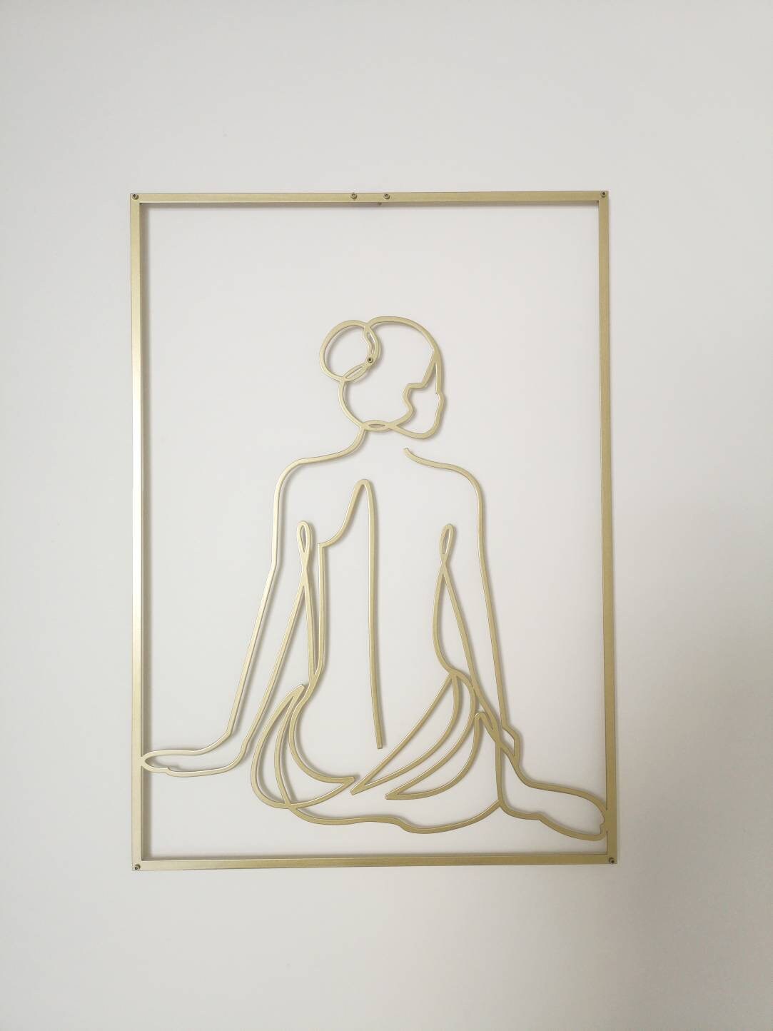 Female Body Back Wall Art, Gold Wall Decor, Woman Line Art, Large Wall Decor, Minimal Living Room Decor, Unique Wall Decor - BlackIvyCraft