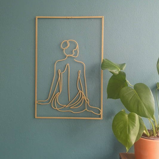 Female Body Back Wall Art, Gold Wall Decor, Woman Line Art, Large Wall Decor, Minimal Living Room Decor, Unique Wall Decor - BlackIvyCraft