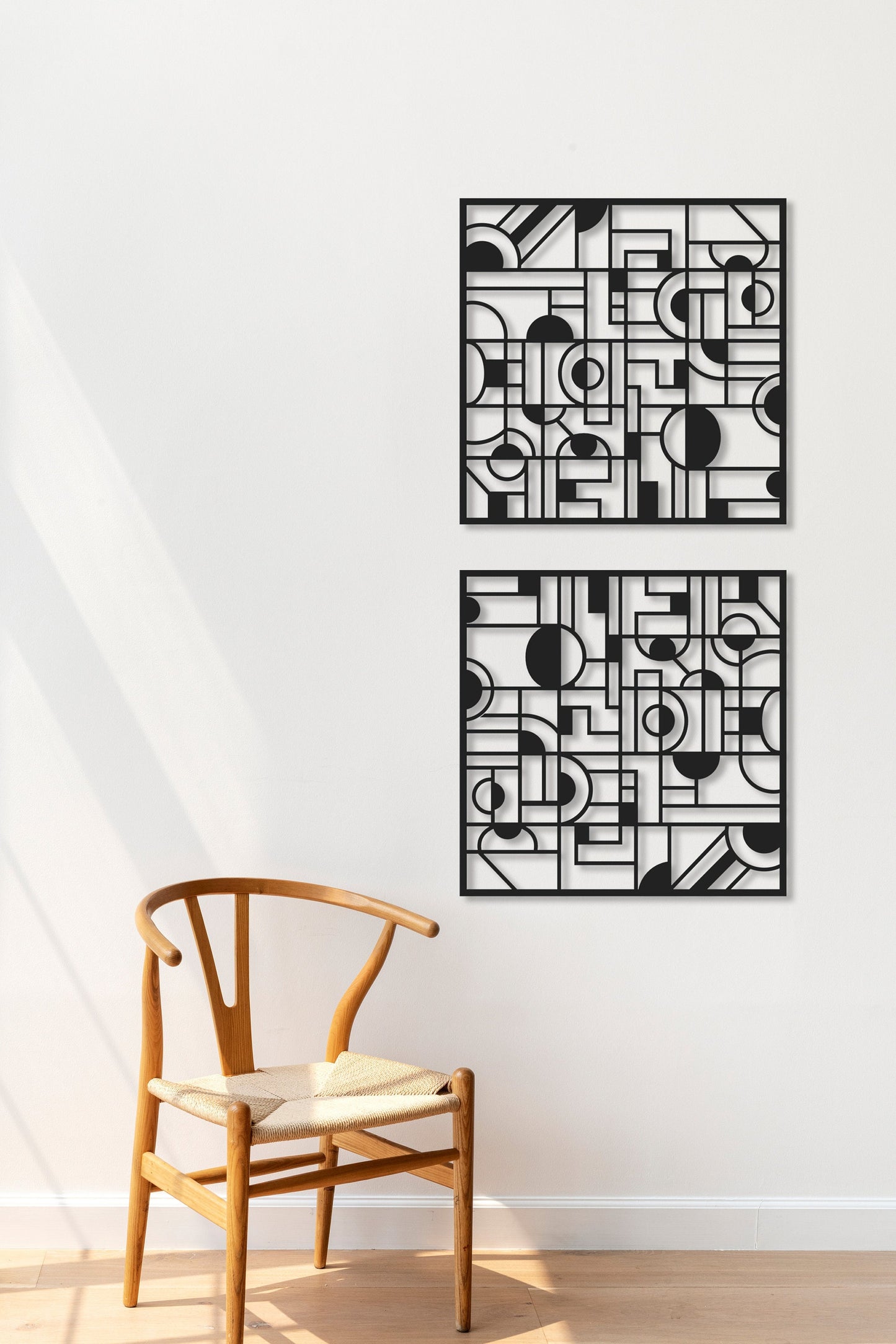 Modern Metal Living Room Decor, Geometric Wall Art Set, Mid-century Wall Decor, Gold Metal Wall Decor, Square Metal Decor