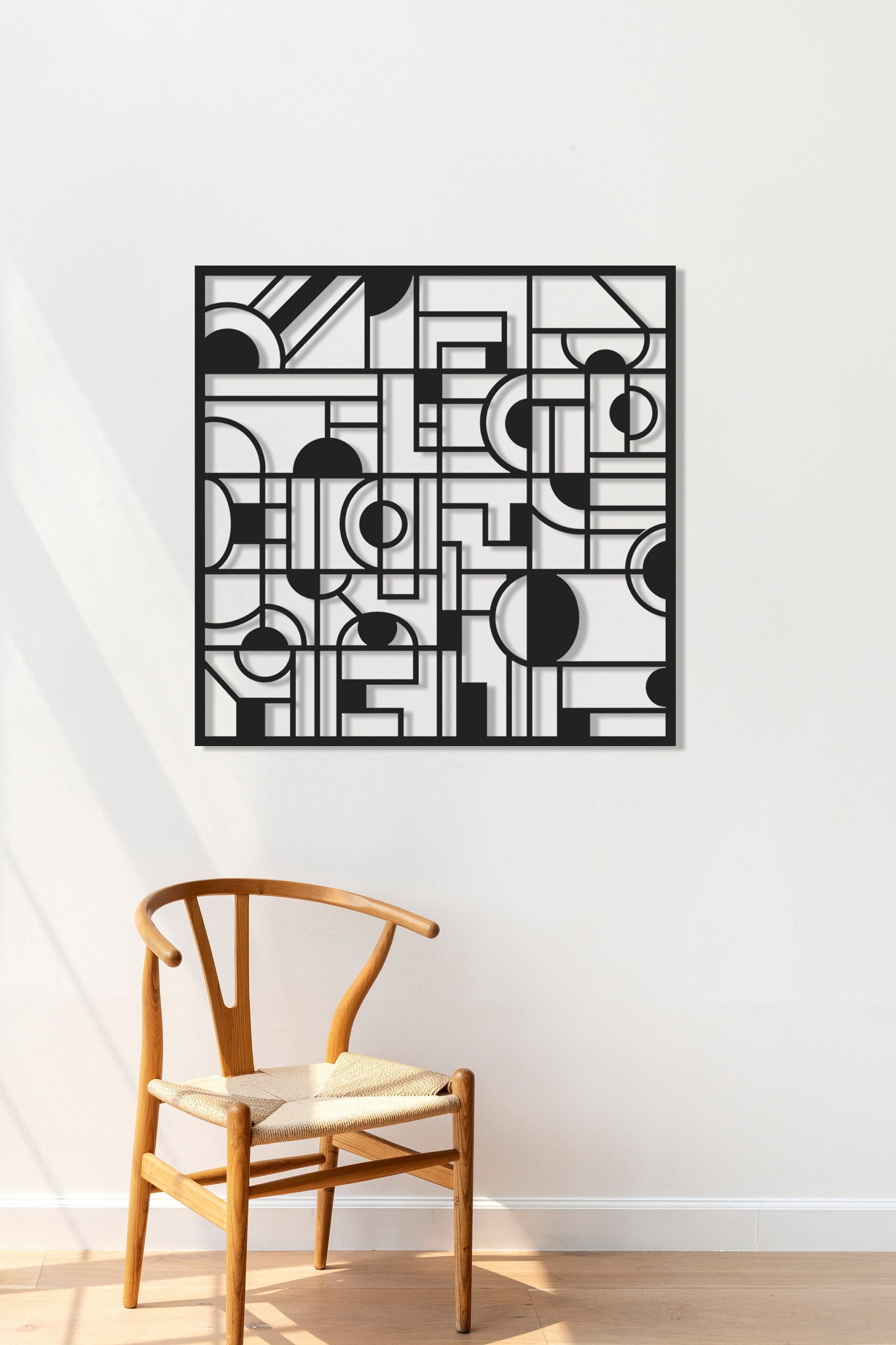 Modern Metal Living Room Decor, Geometric Wall Art Set, Mid-century Wall Decor, Gold Metal Wall Decor, Square Metal Decor