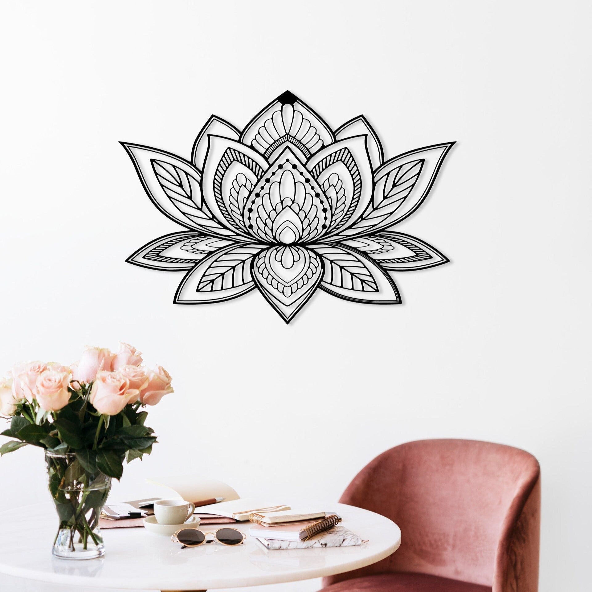Gold Mandala Lotus Wall Art, Lotus Metal Wall Art, Gold Metal Wall Art, Yoga Studio Decor, Large Wall Decor, Modern Living Room Decor