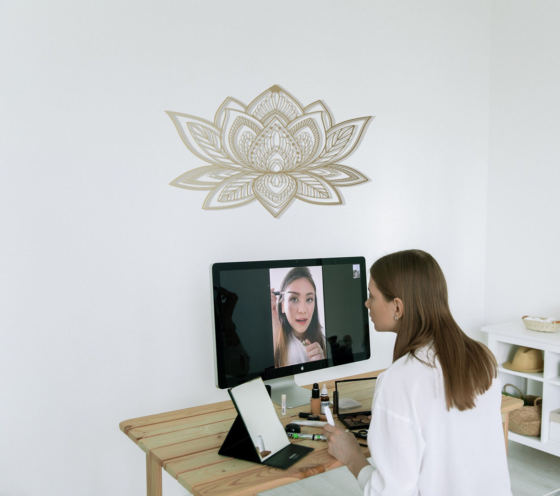 Gold Mandala Lotus Wall Art, Lotus Metal Wall Art, Gold Metal Wall Art, Yoga Studio Decor, Large Wall Decor, Modern Living Room Decor