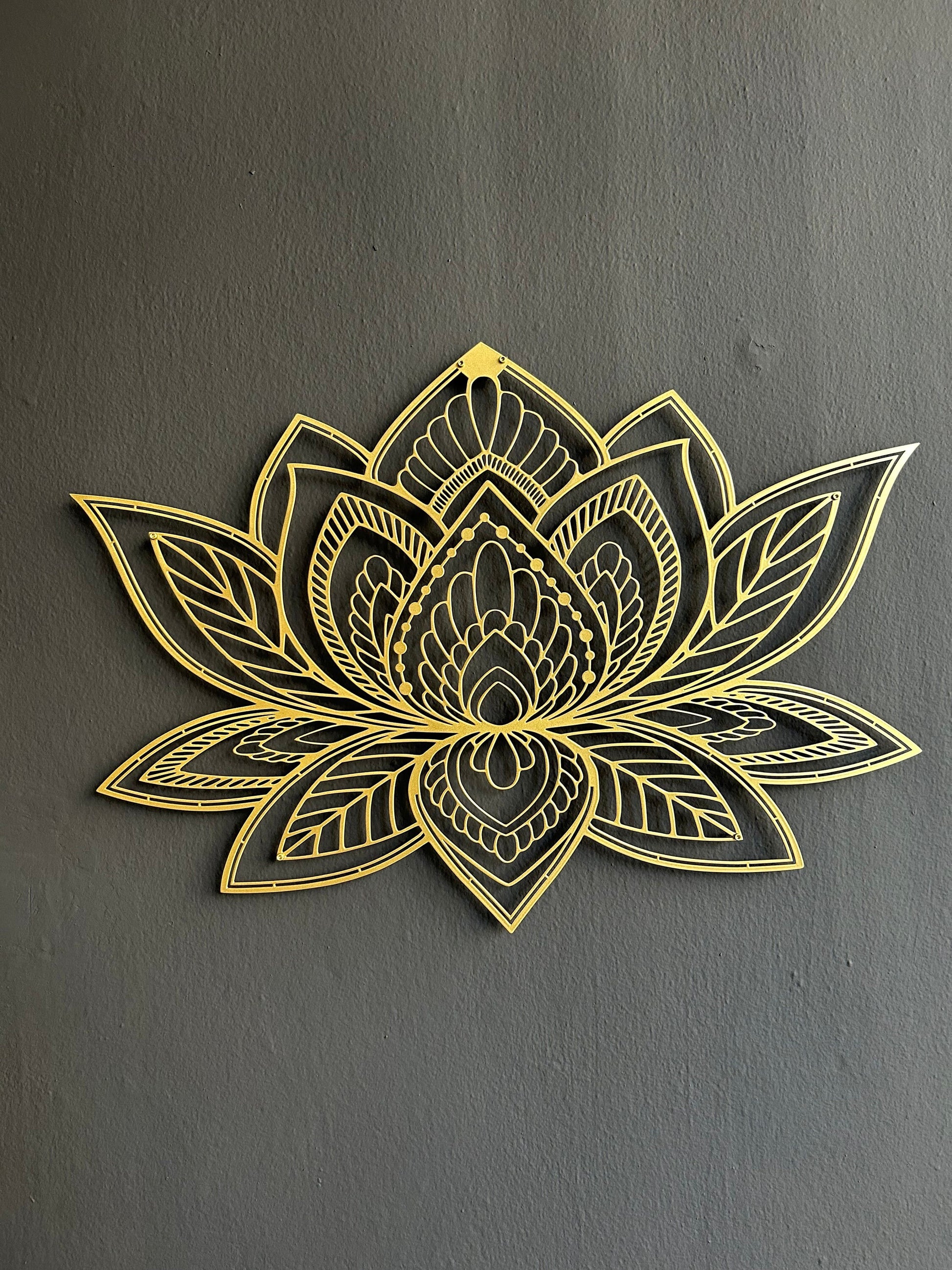 Gold Mandala Lotus Wall Art, Lotus Metal Wall Art, Gold Metal Wall Art, Yoga Studio Decor, Large Wall Decor, Modern Living Room Decor