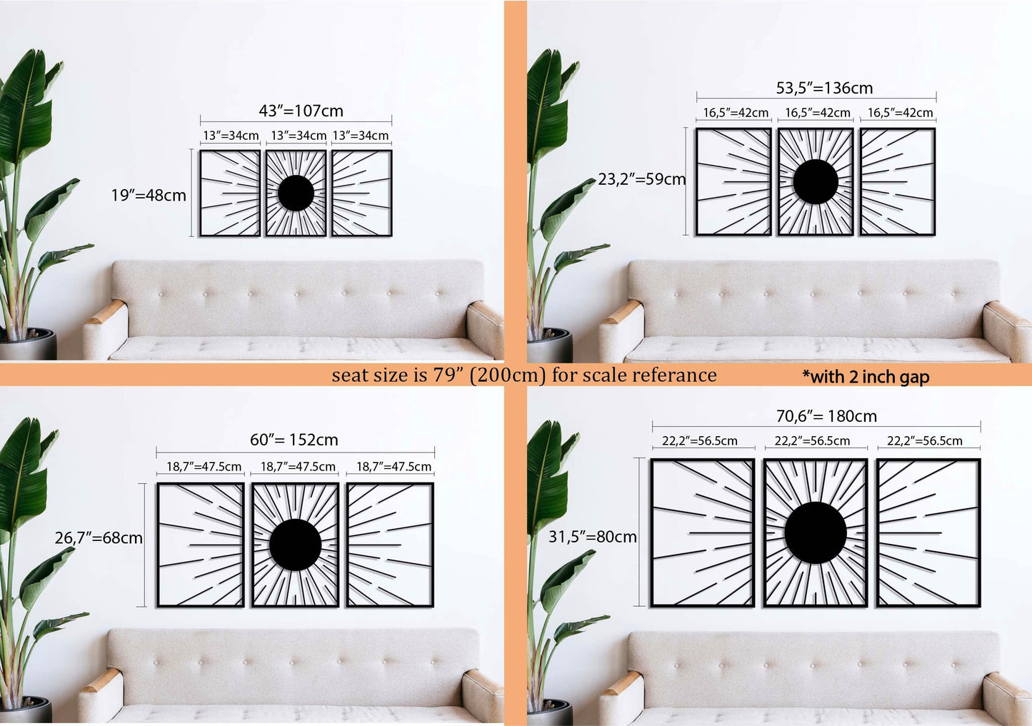 SUN framed wall art, Above Bed Wall Decor, Mid Century Wall Art