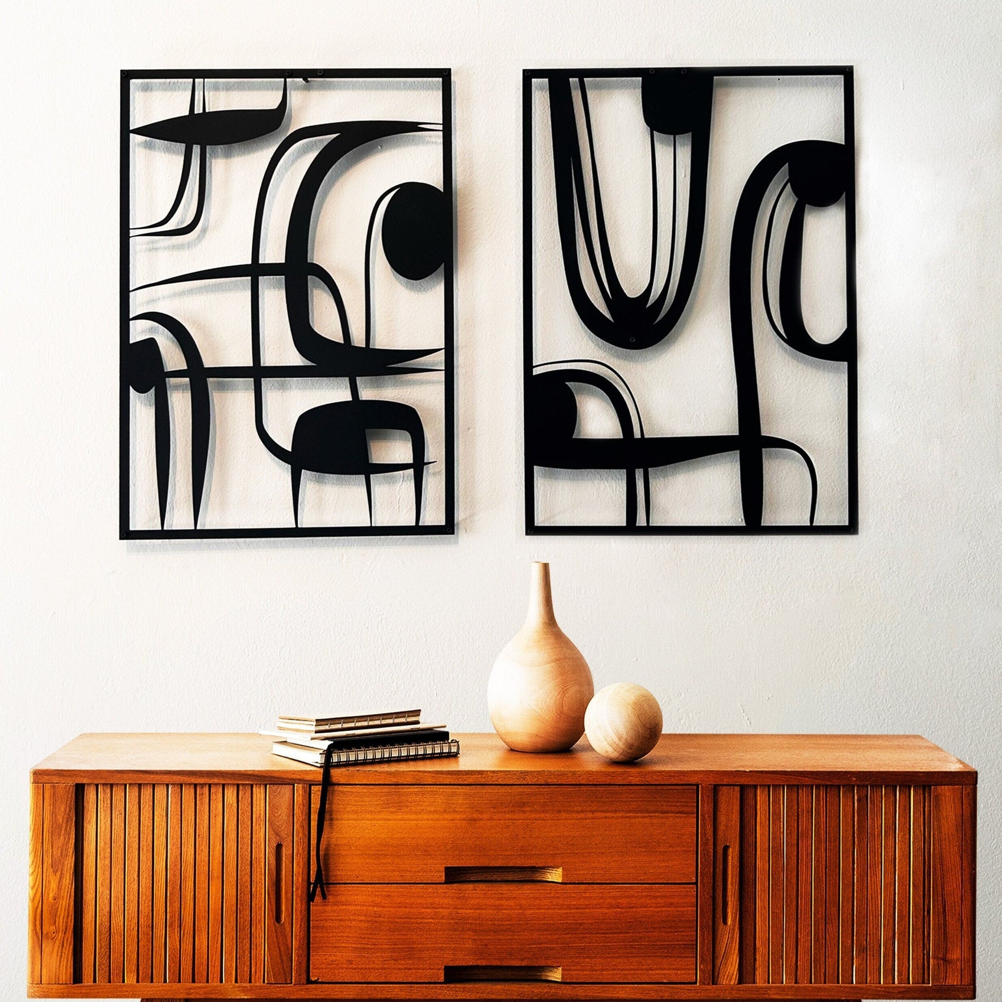 Abstract Metal Wall Art, Mid Century Wall Decor Set, Living Room Wall, Entryway Decor, Contemporary Metal Sculpture, Unique Wall Decor
