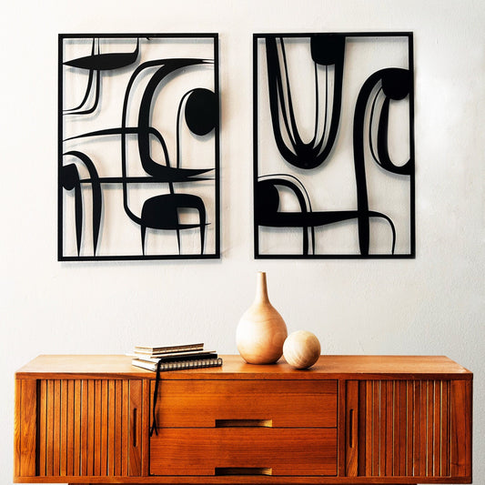Abstract Metal Wall Art, Mid Century Wall Decor Set, Living Room Wall, Entryway Decor, Contemporary Metal Sculpture, Unique Wall Decor