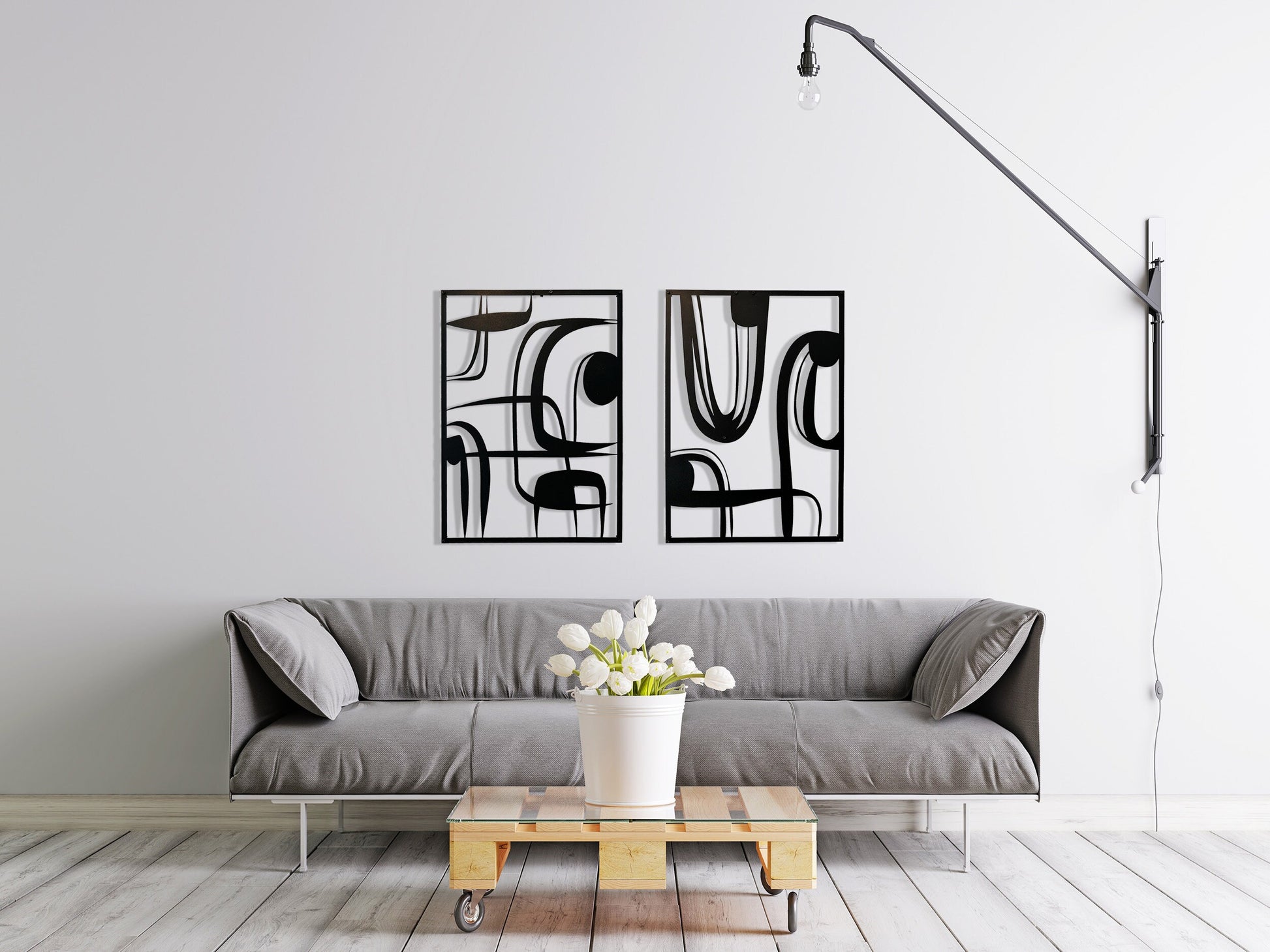 Abstract Metal Wall Art, Mid Century Wall Decor Set, Living Room Wall, Entryway Decor, Contemporary Metal Sculpture, Unique Wall Decor