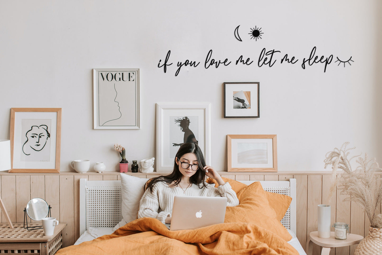 If You Love Me Let Me Sleep Sign, Above Bed Decor, Bedroom Metal Wall Decor, Bedroom Metal Wall Art, Large Wall Decor, Let's Stay in Bed