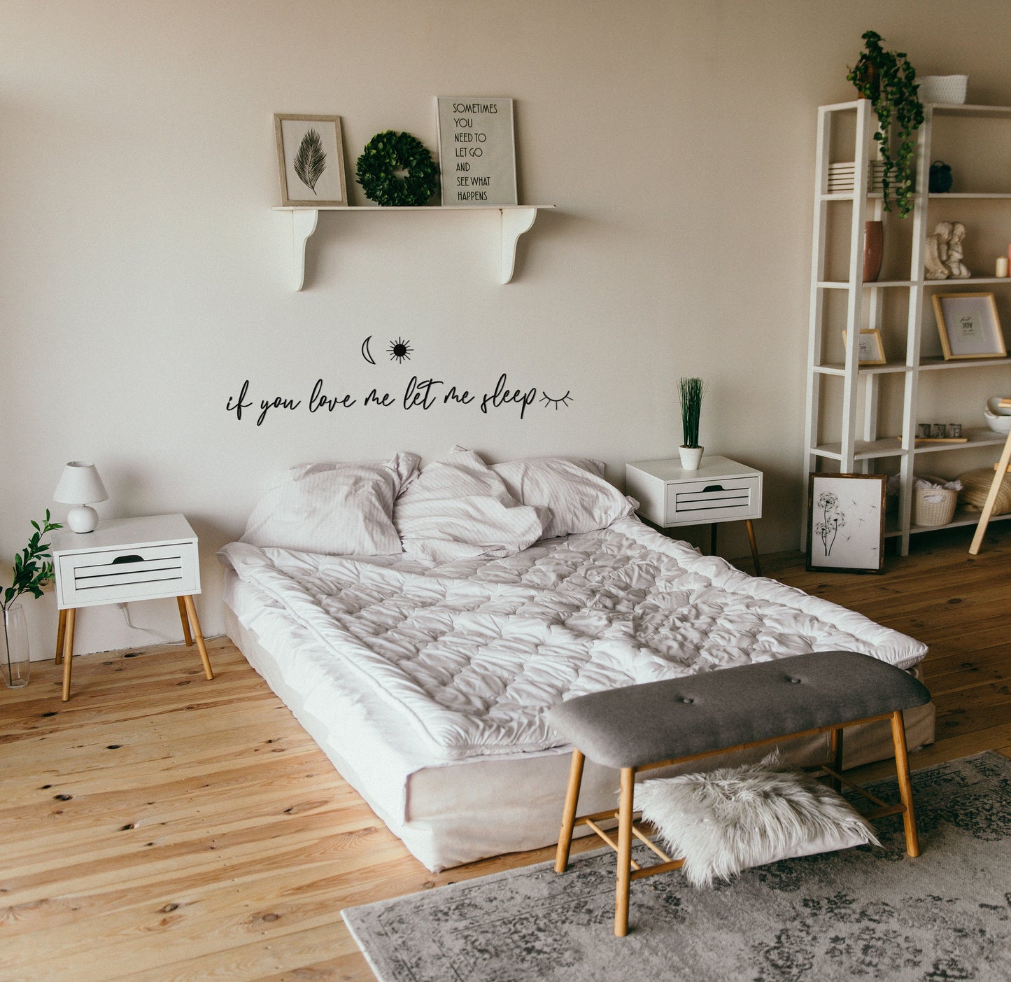 If You Love Me Let Me Sleep Sign, Above Bed Decor, Bedroom Metal Wall Decor, Bedroom Metal Wall Art, Large Wall Decor, Let's Stay in Bed