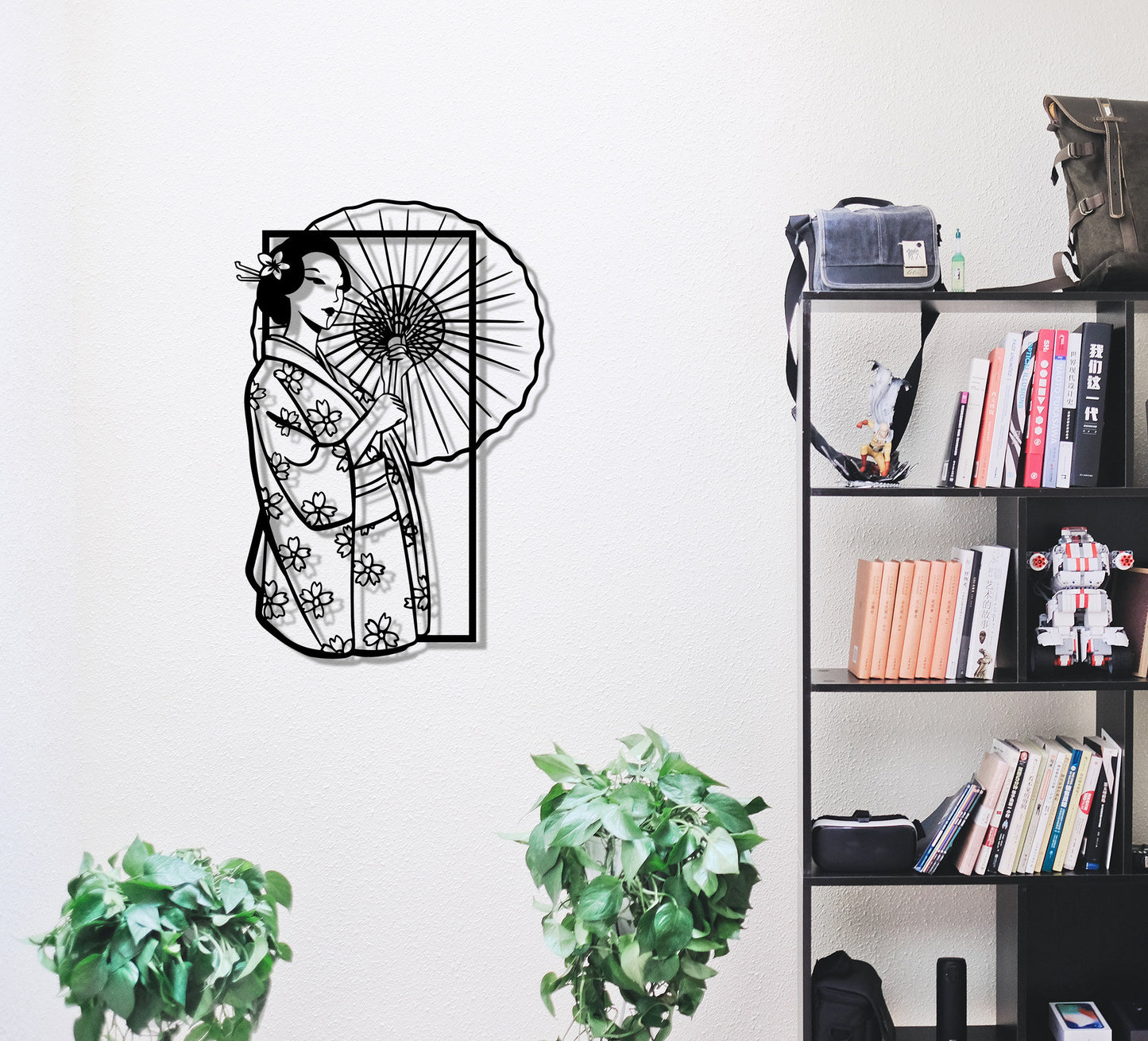 Geisha Metal Wall Art, Japanese Wall Decor, Elegant Metal Art, Above Bed Decor, Gift For Her