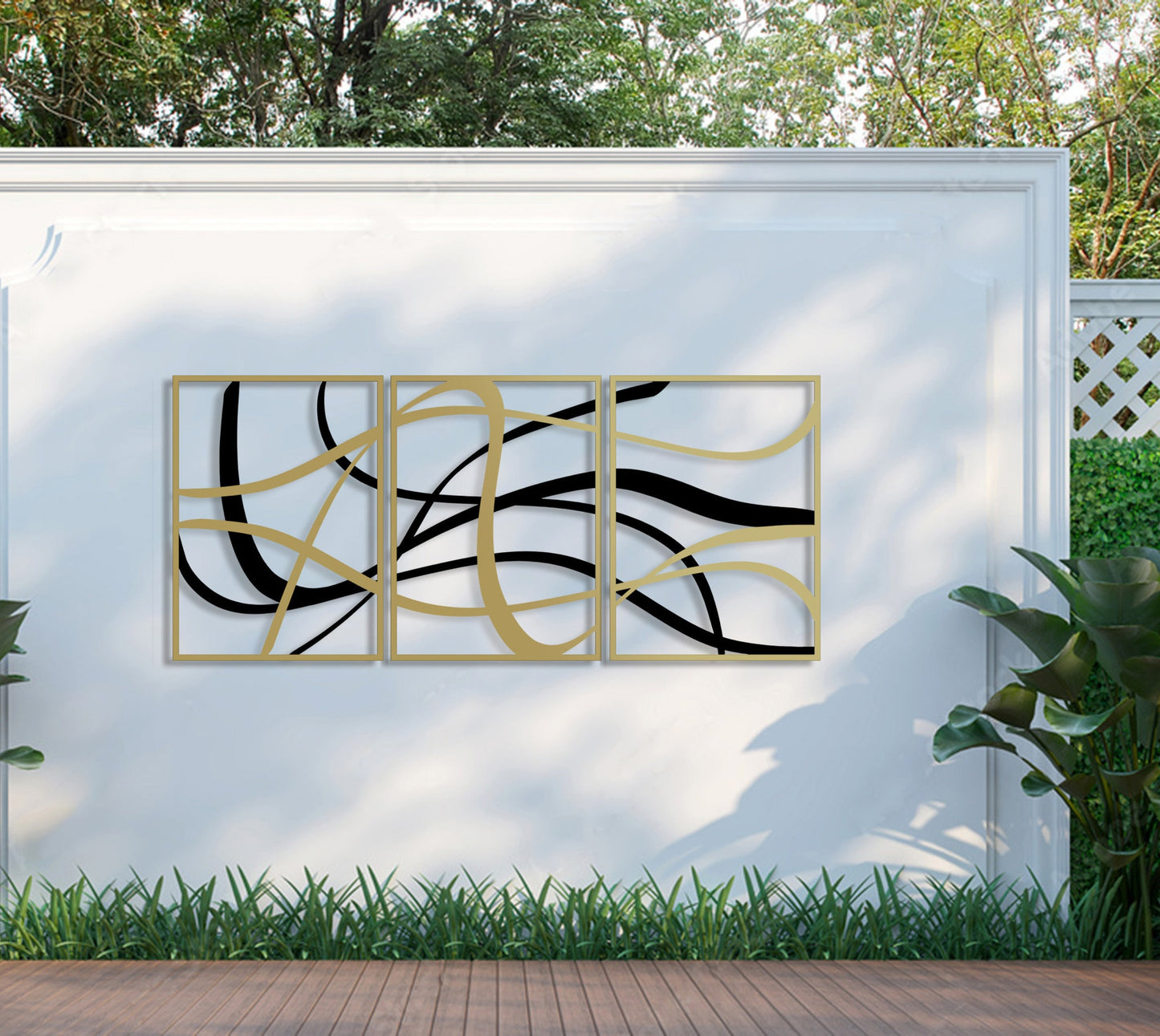 Large Abstract Metal Wall Decor, Black and Gold Wall Art, Elegant Modern Art, Large Abstract Design