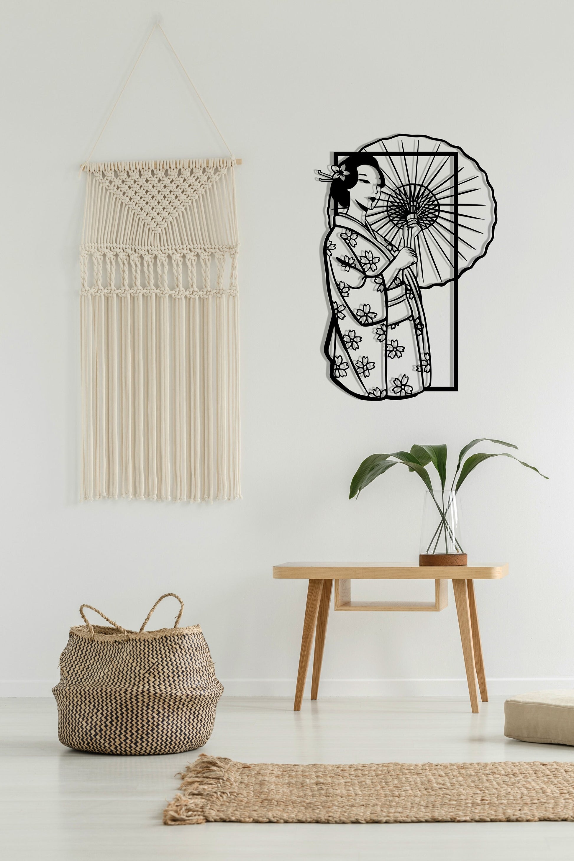 Geisha Metal Wall Art, Japanese Wall Decor, Elegant Metal Art, Above Bed Decor, Gift For Her