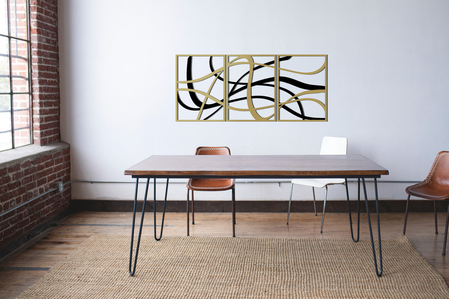 Large Abstract Metal Wall Decor, Black and Gold Wall Art, Elegant Modern Art, Large Abstract Design