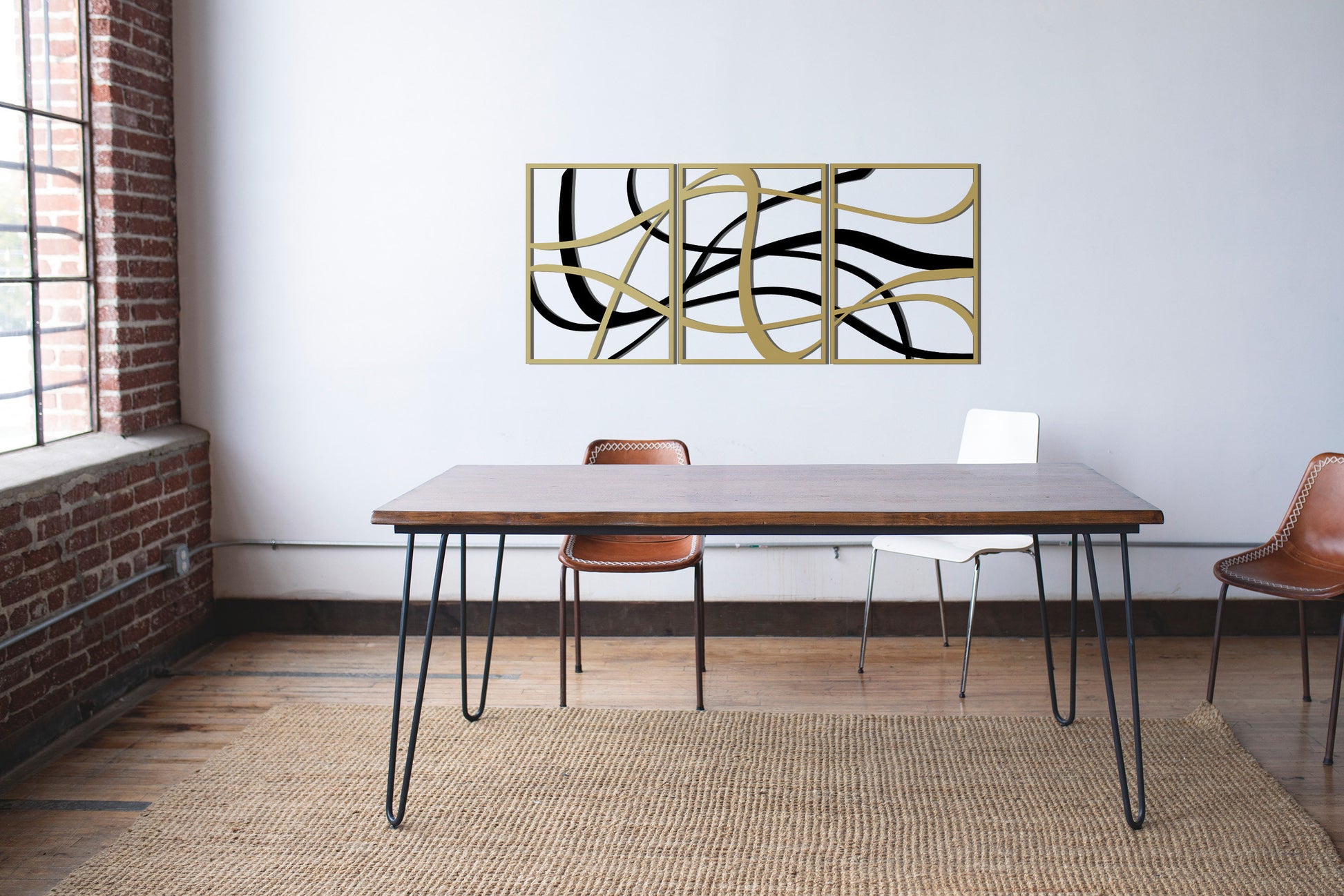 Large Abstract Metal Wall Decor, Black and Gold Wall Art, Elegant Modern Art, Large Abstract Design