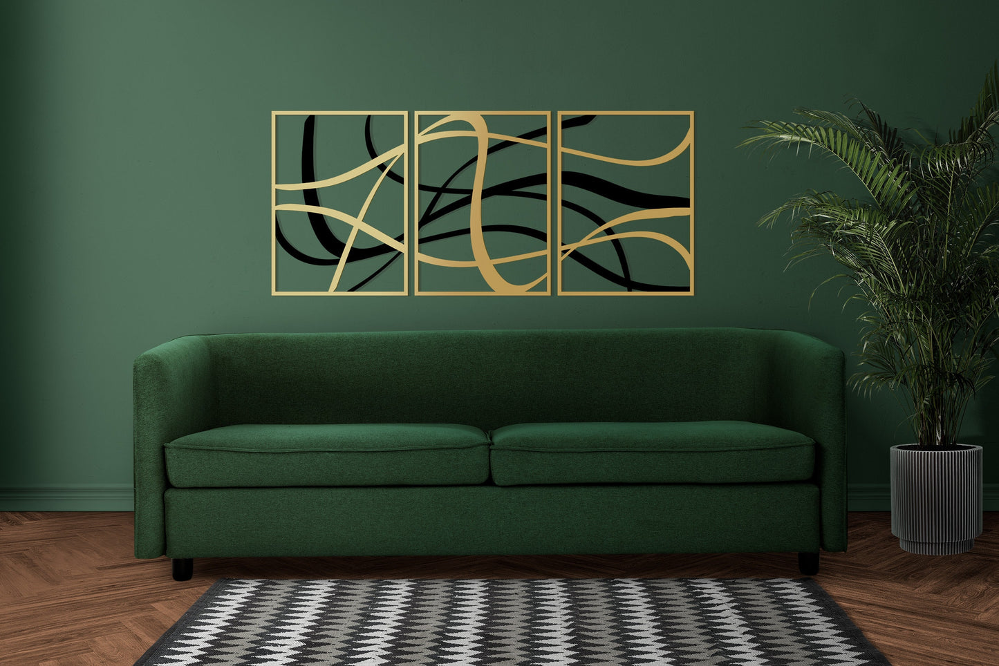 Large Abstract Metal Wall Decor, Black and Gold Wall Art, Elegant Modern Art, Large Abstract Design