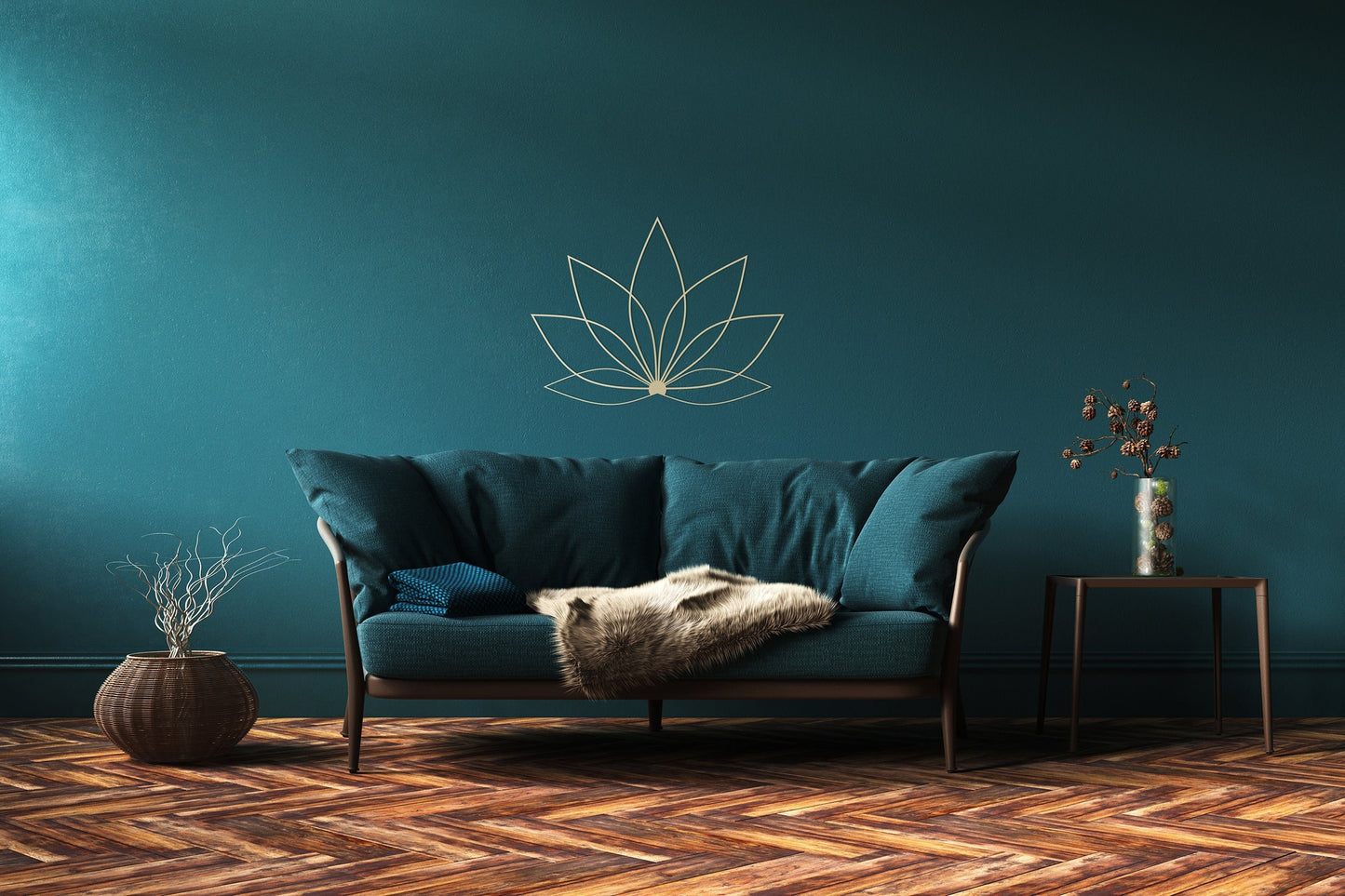 Gold Lotus Minimal Wall Decor - BlackIvyCraft