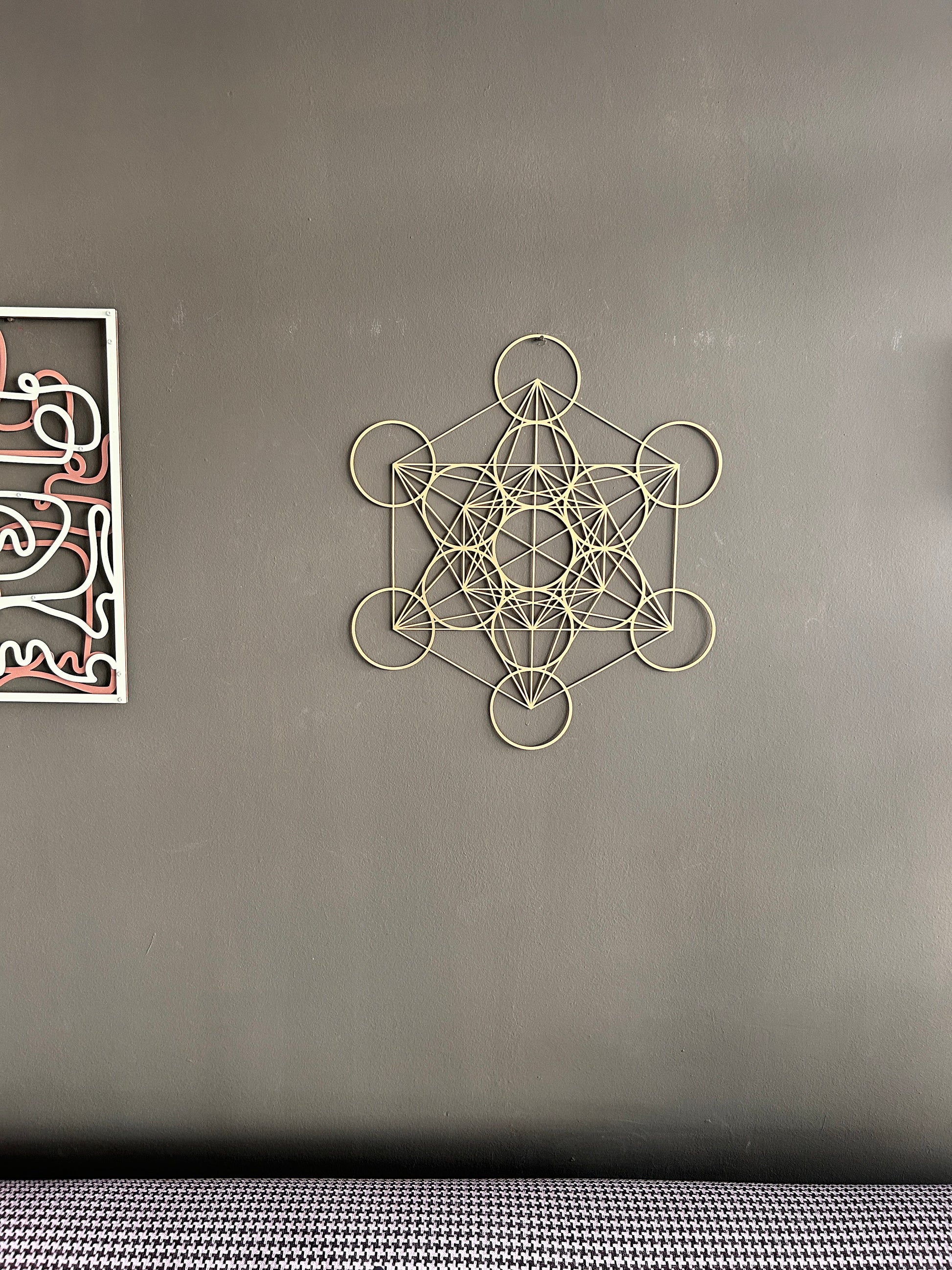 Metatrons Cube Metal Art, Gold Sacred Geometry Wall Decor, Sacred Geometry Wall Hangings, Yoga Center Art, Metal Wall Sign