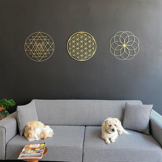 Sacred Geometry Gold Wall Art Set -W262