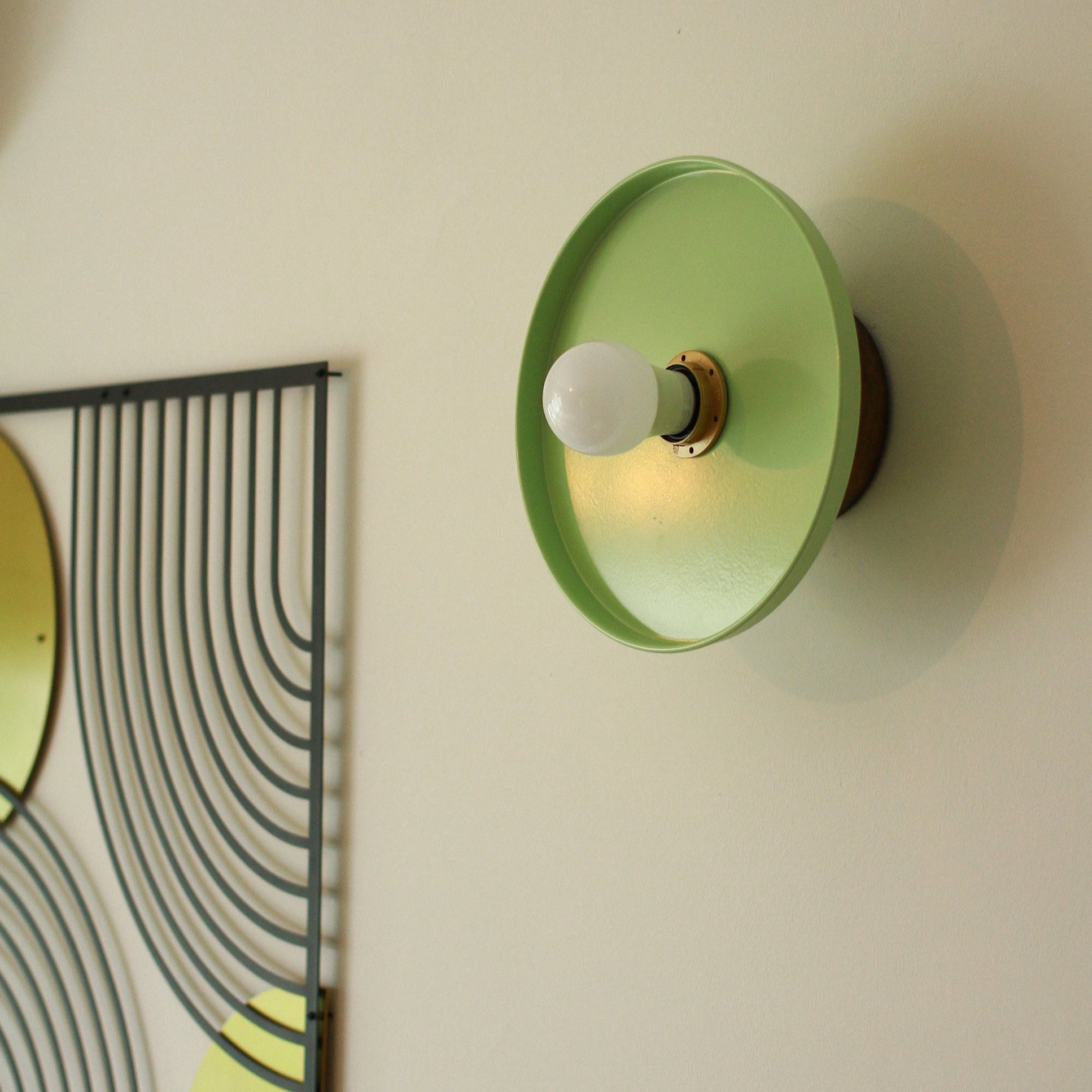 Green Minimal Wall Sconce, Ceiling Flush Mount light, Minimal Cafe Sconce, Elegant Sconce