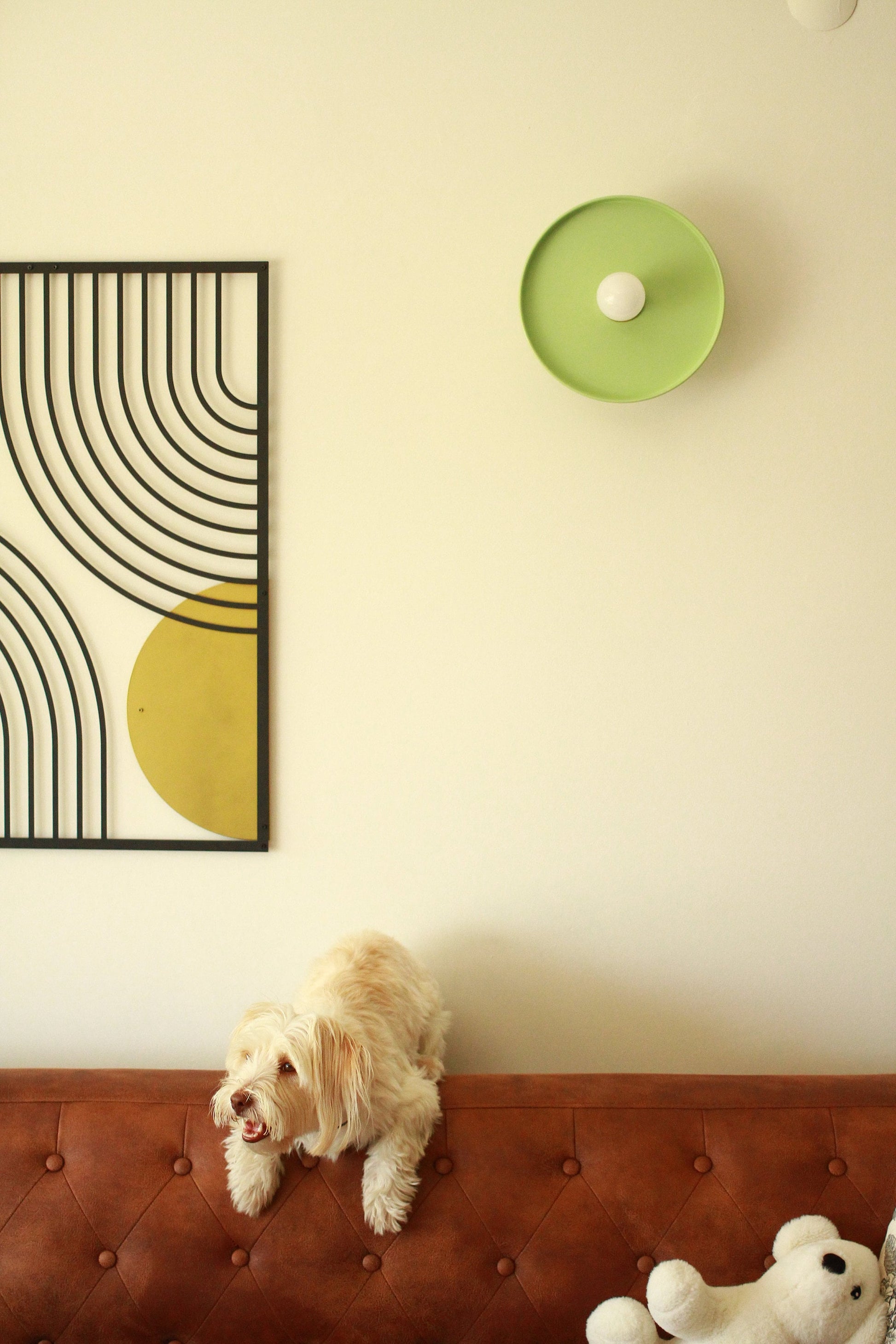 Green Minimal Wall Sconce, Ceiling Flush Mount light, Minimal Cafe Sconce, Elegant Sconce