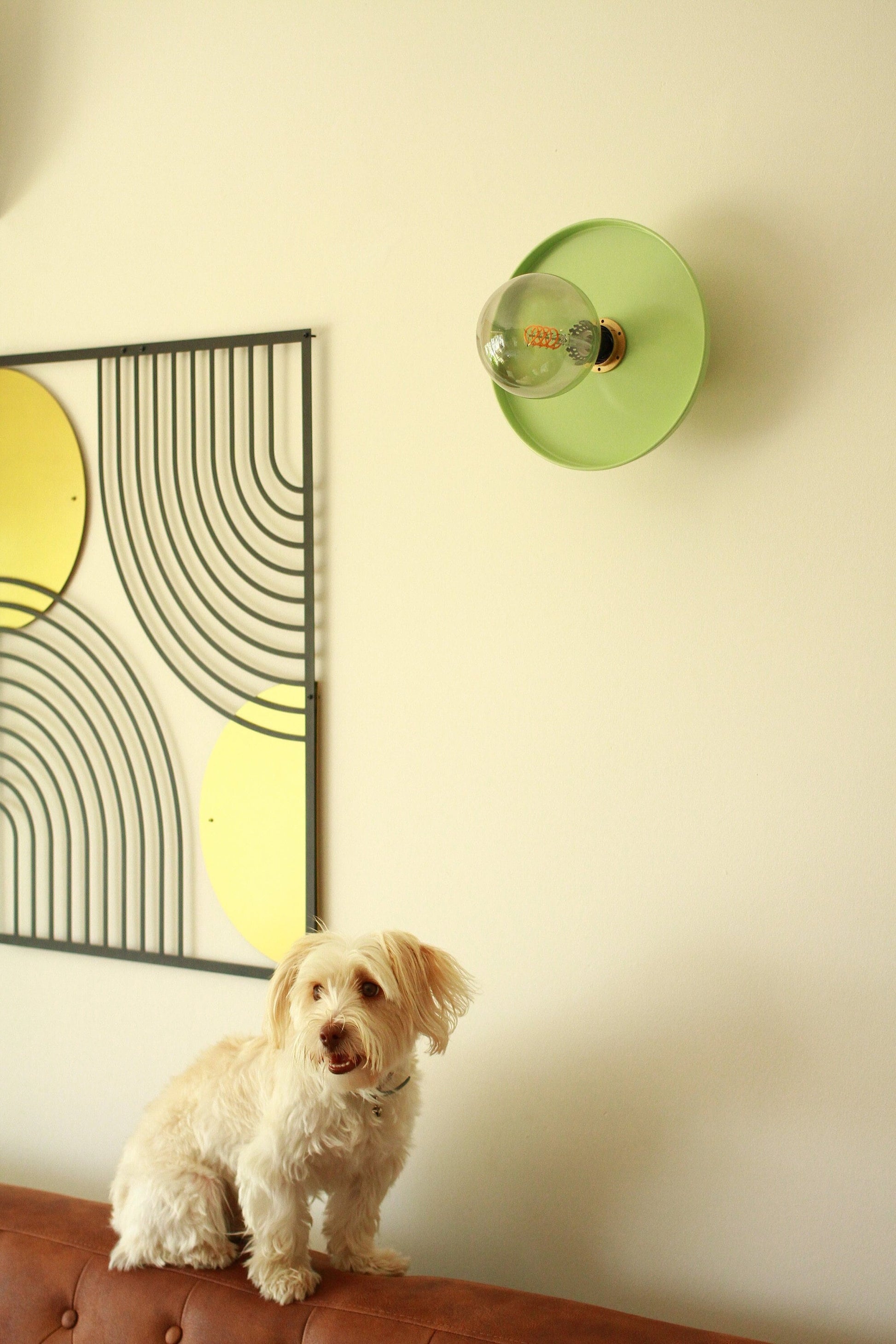 Green Minimal Wall Sconce, Ceiling Flush Mount light, Minimal Cafe Sconce, Elegant Sconce