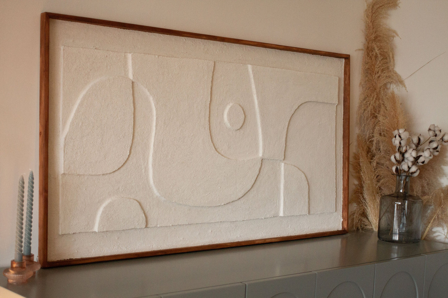 3D Relief Wall Art, Modern Plaster Art, Sculptural Wall Decor, Above Bed Decor - BlackIvyCraft