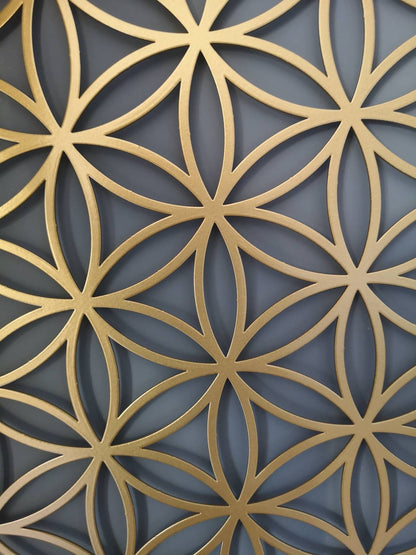 flower of life gold wall decor, gold metal wall art