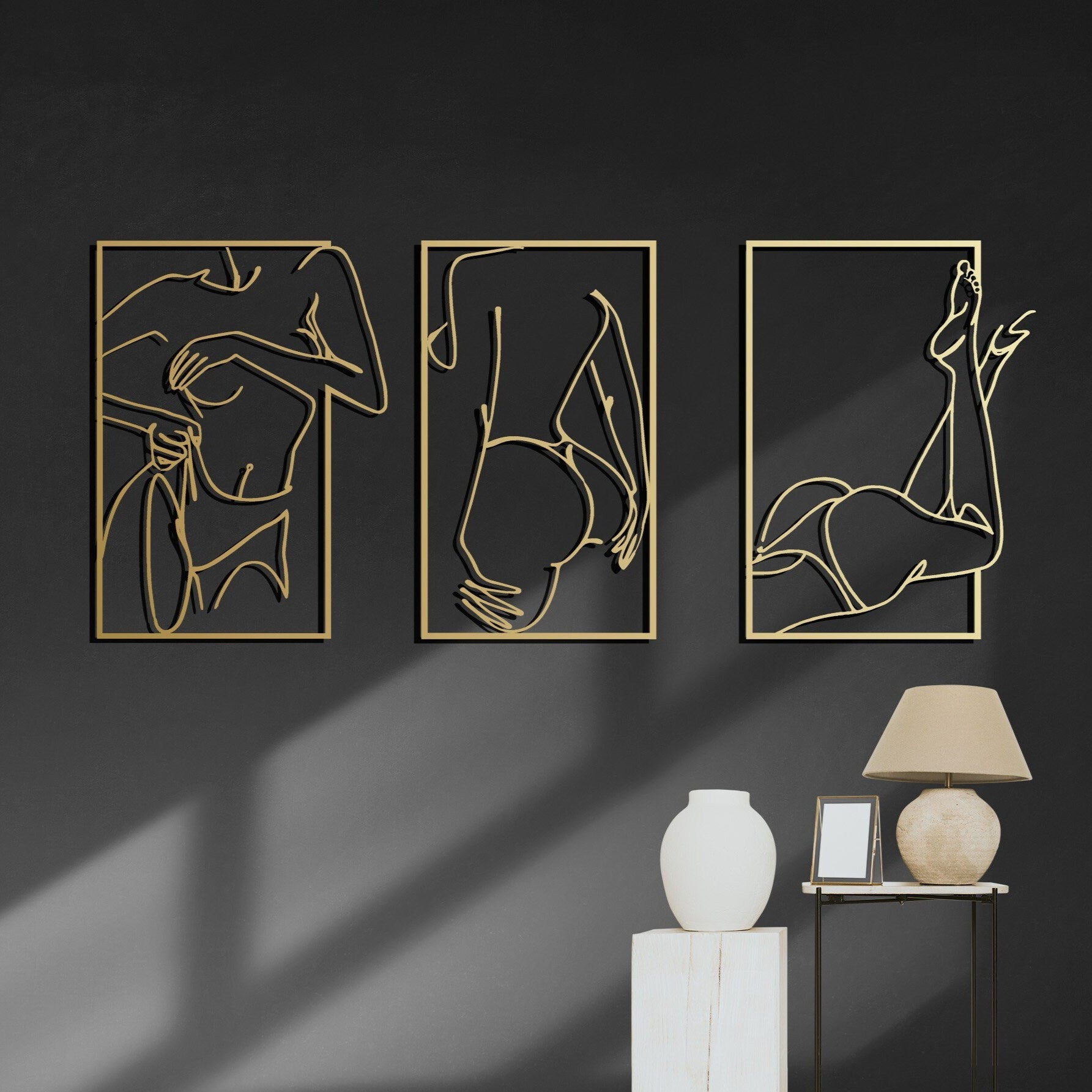 Naked Woman Wall Art Set, Bedroom Gold Wall Decor, Bathroom Metal Wall Decor, Woman Body Naked Wall Decor, Large Wall Decor, Woman Legs - BlackIvyCraft