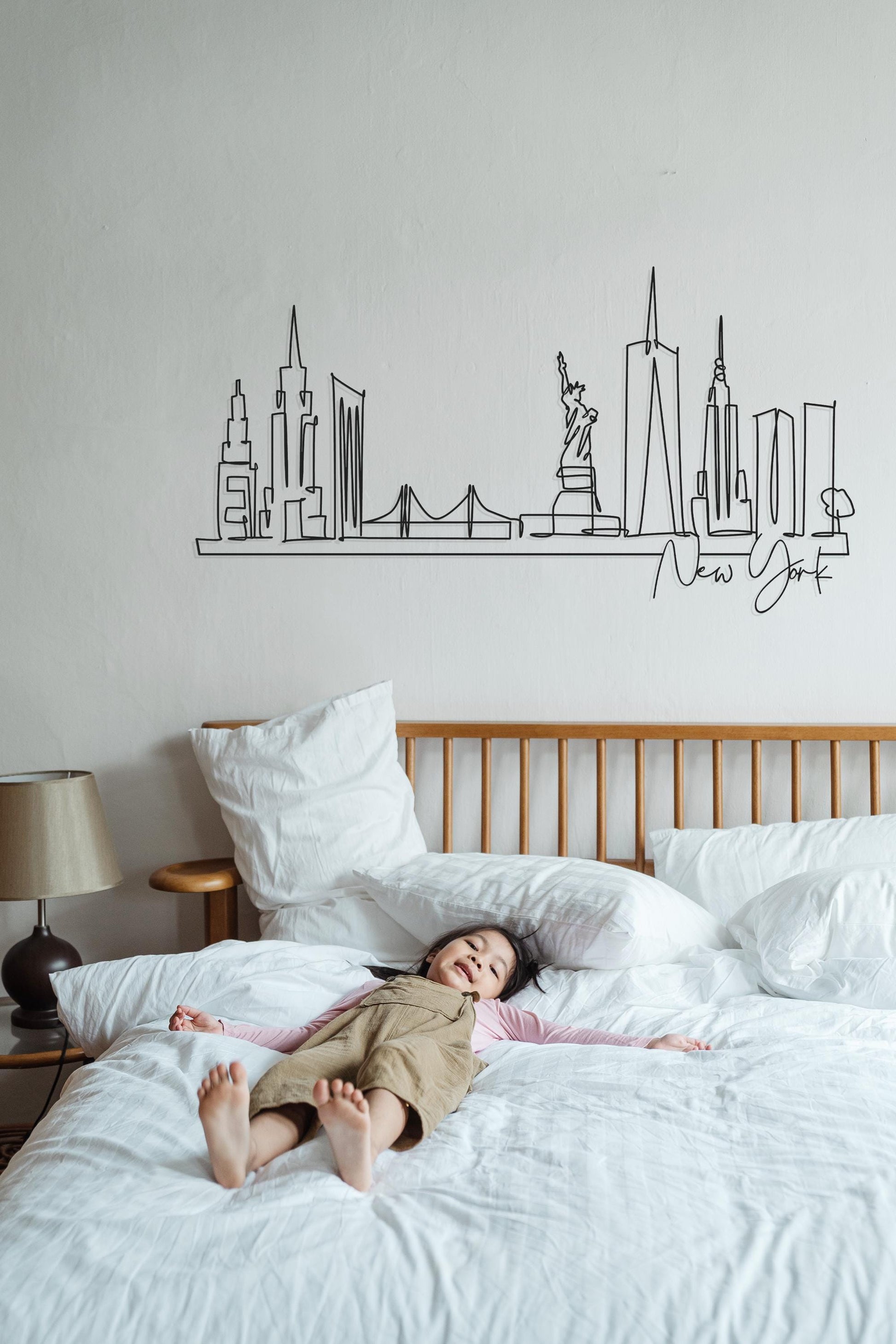 NYC Skyline Metal Art, Modern Line Art Décor, New York City Silhouette, Metal Wall Art, Single Line Art - BlackIvyCraft