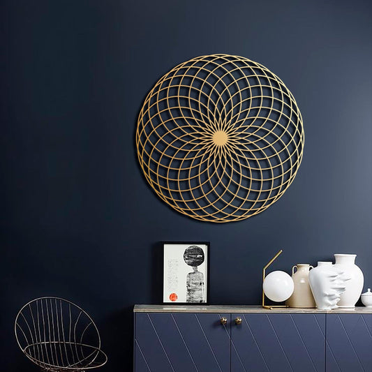 Torus Yantra Metal Wall Art, Gold Wall Decor, Flower Of Life, Sacred Geometry Wall Hangings, Modern Mandala Wall Art, Yoga Studio Art - BlackIvyCraft