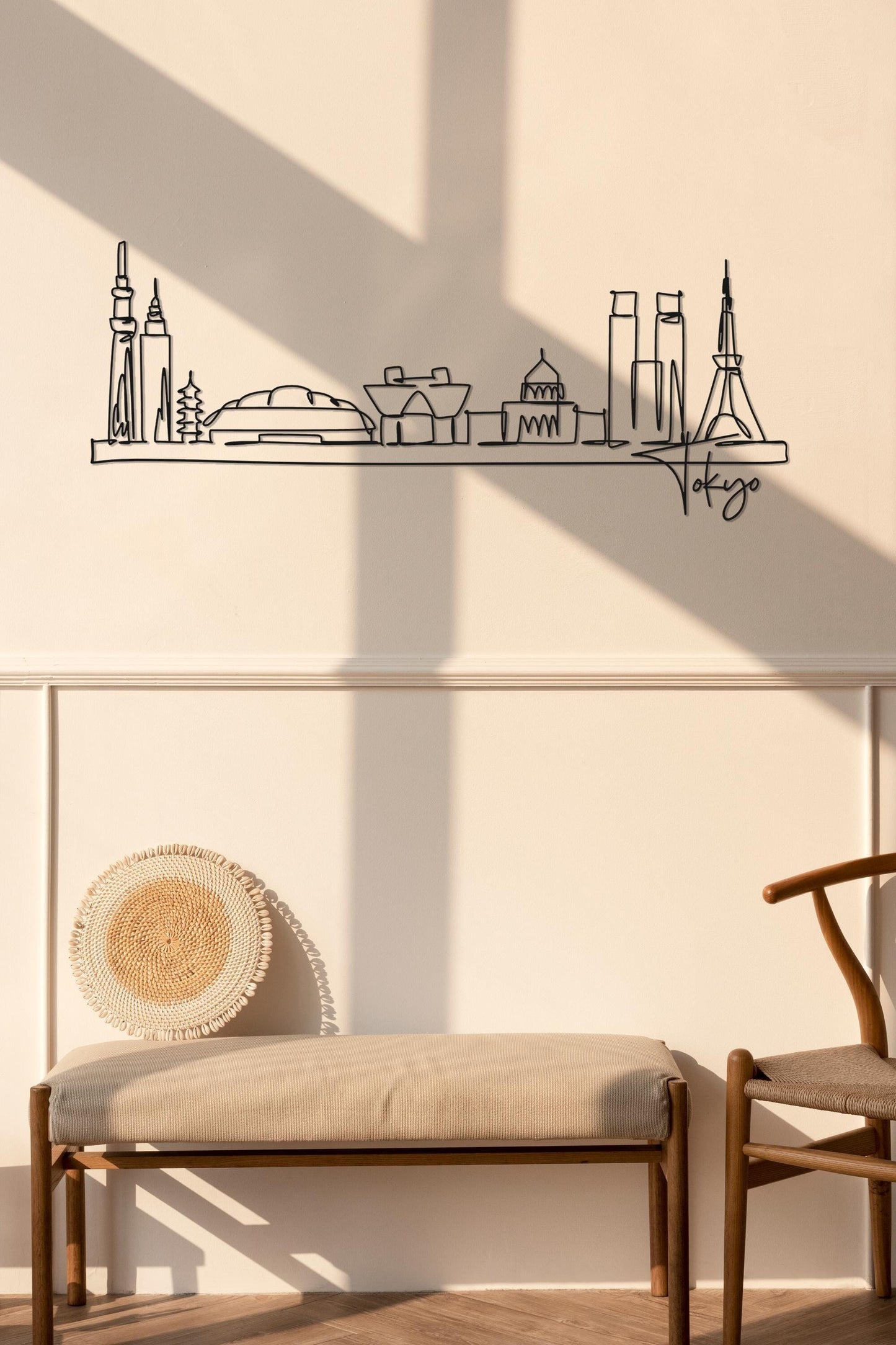 Tokyo Japan Skyline Metal Art, Modern Line Art Décor, Tokyo Silhouette, Metal Wall Art, Single Line Art - BlackIvyCraft